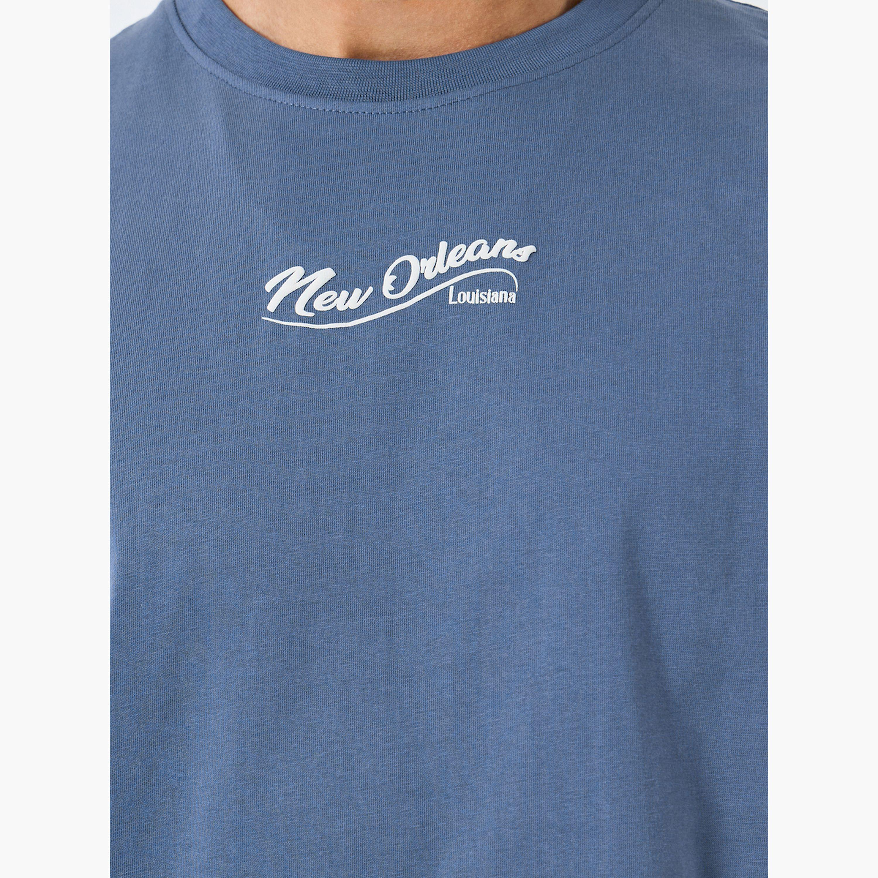 Styli Men Blue Oversized Graphic Puff Print T-Shirt-men-clothing-tshirtsandpolos-tshirts-image-4