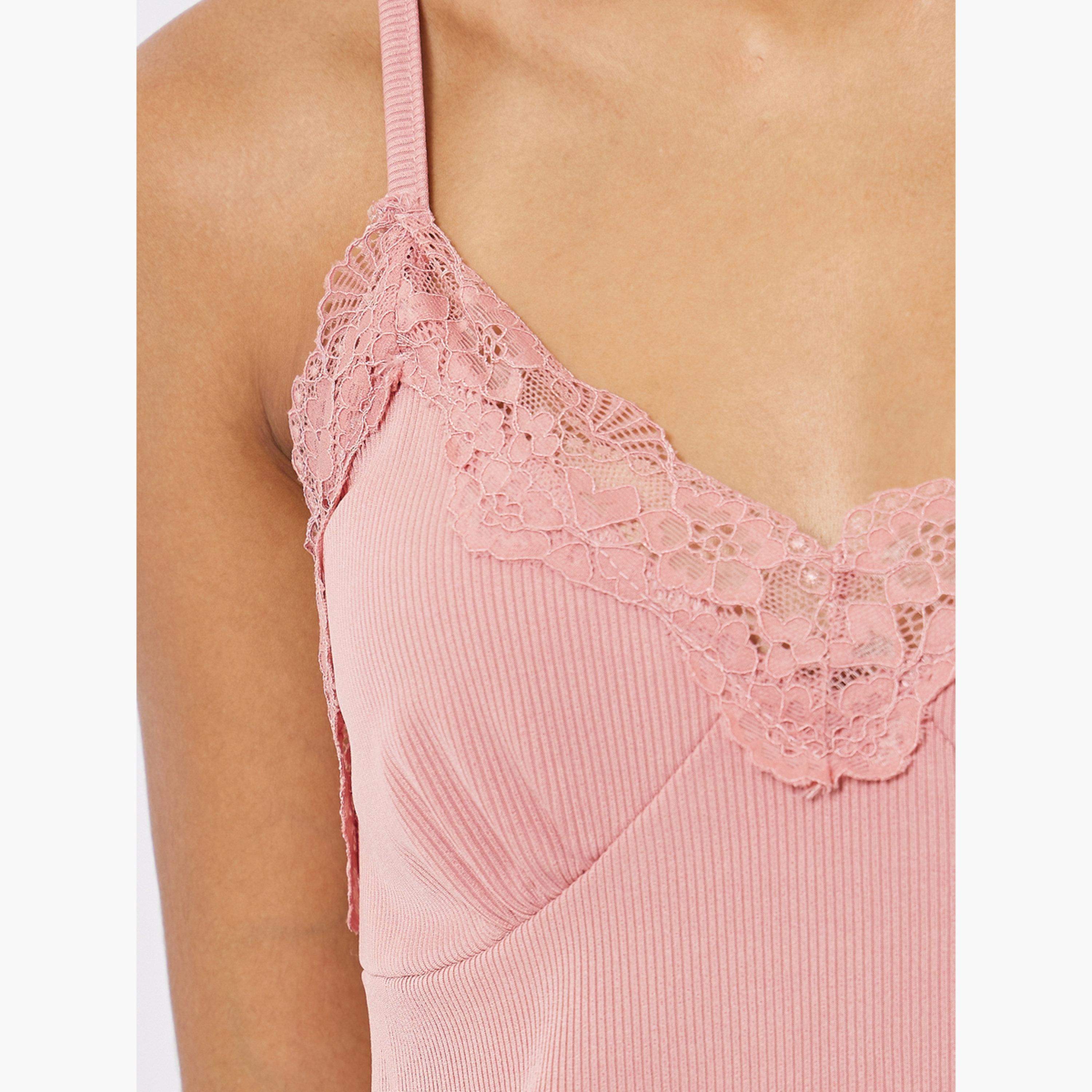 Styli Rib Texture Lettuce Hem Cami and Shorts Set-women-clothing-nightwear-pyjamas-shortsets-image-5