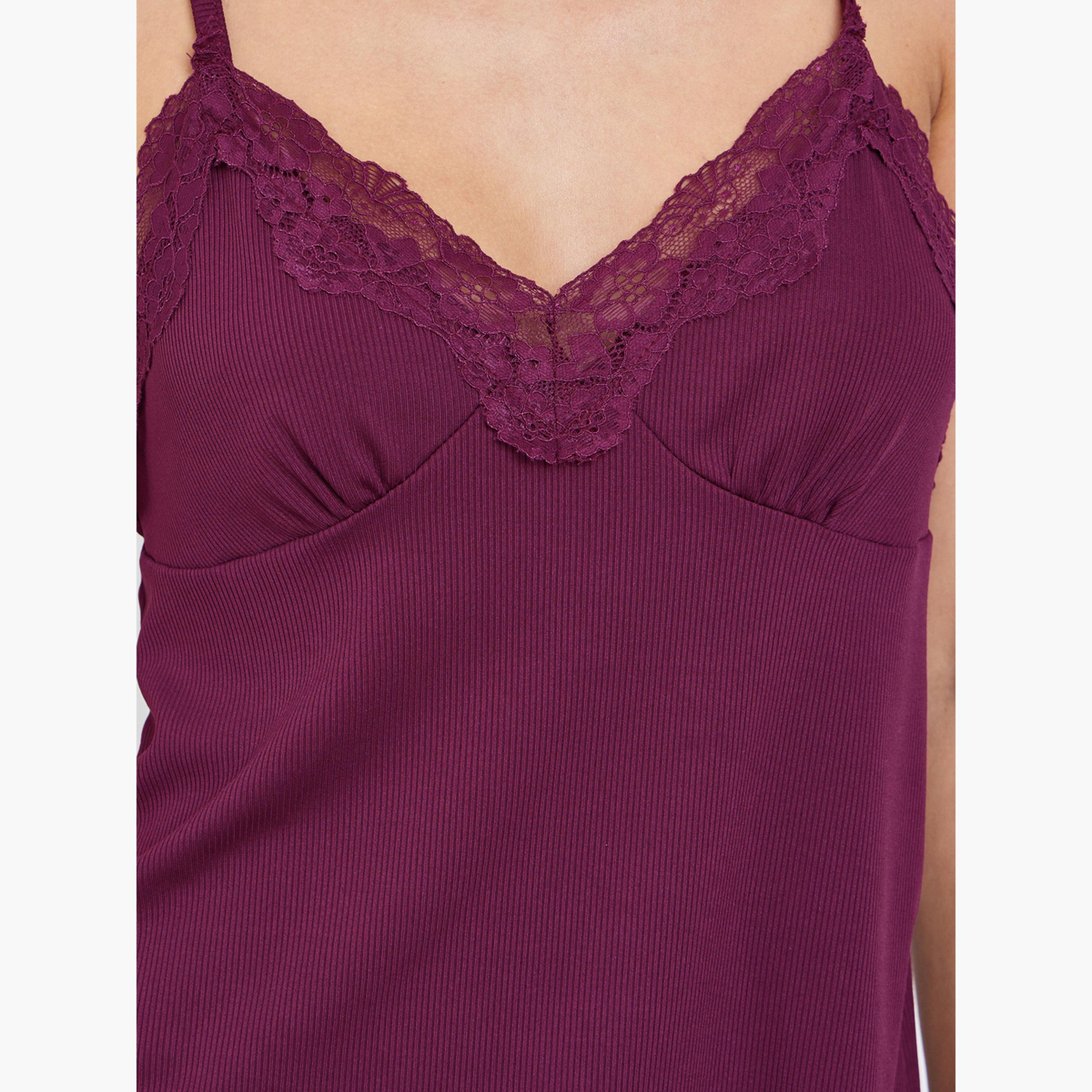 طقم شورت وبلوزة كامي مضلعة بحواف مموجة-women-clothing-nightwear-pyjamas-shortsets-image-5