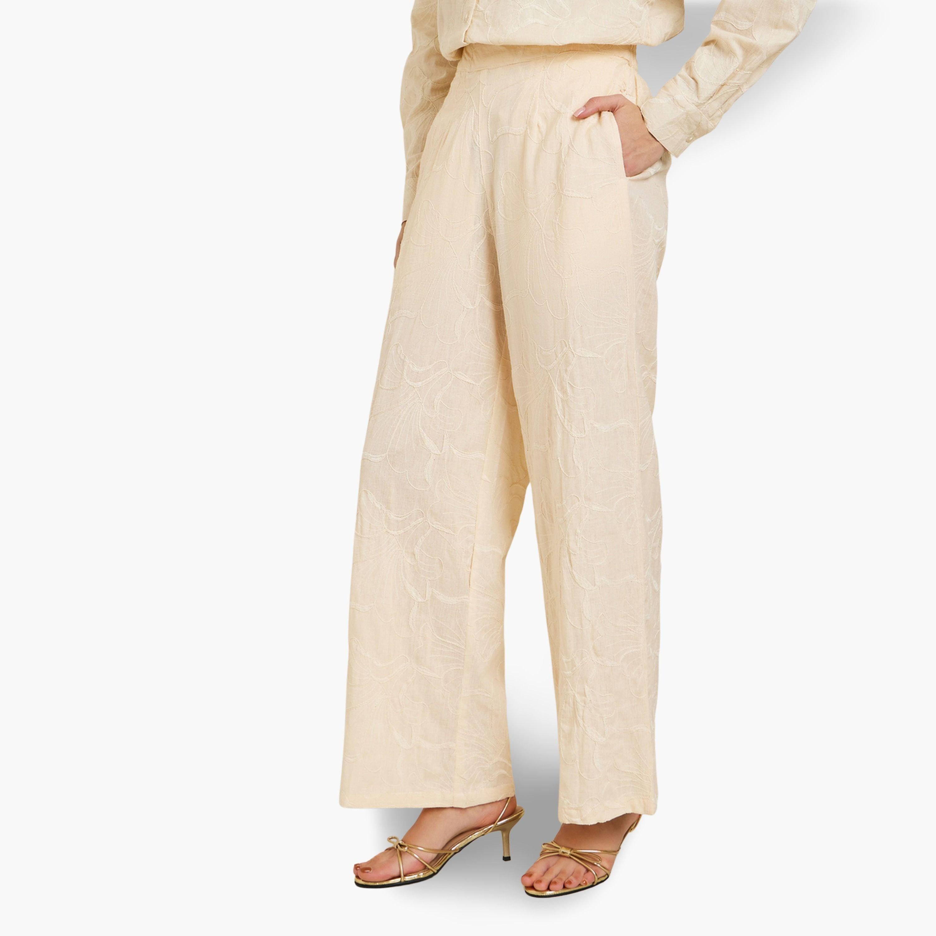 بنطال مطرز بأرجل واسعة-women-clothing-bottoms-trousers-image-1