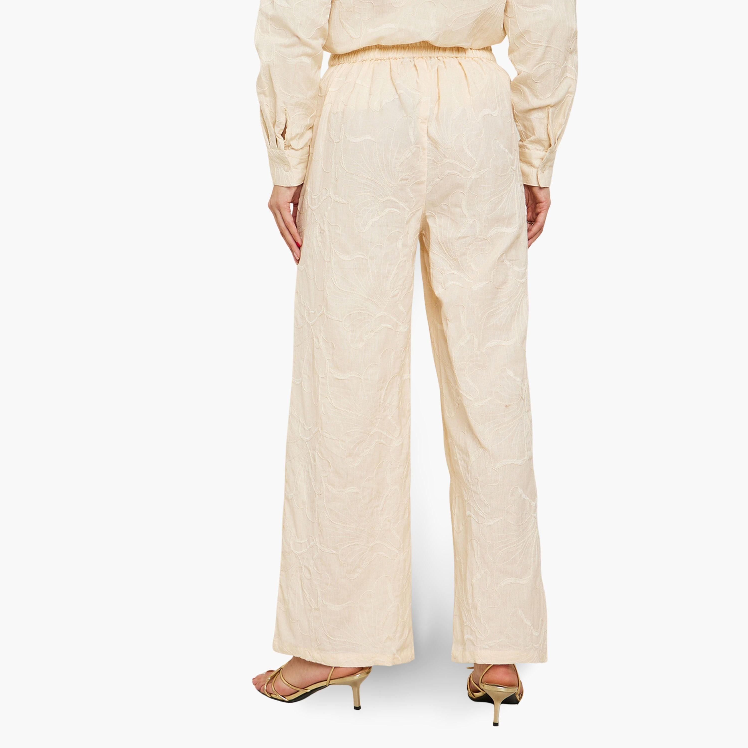Styli Women Off-White Embroidered Wide Leg Trousers-women-clothing-bottoms-trousers-image-4