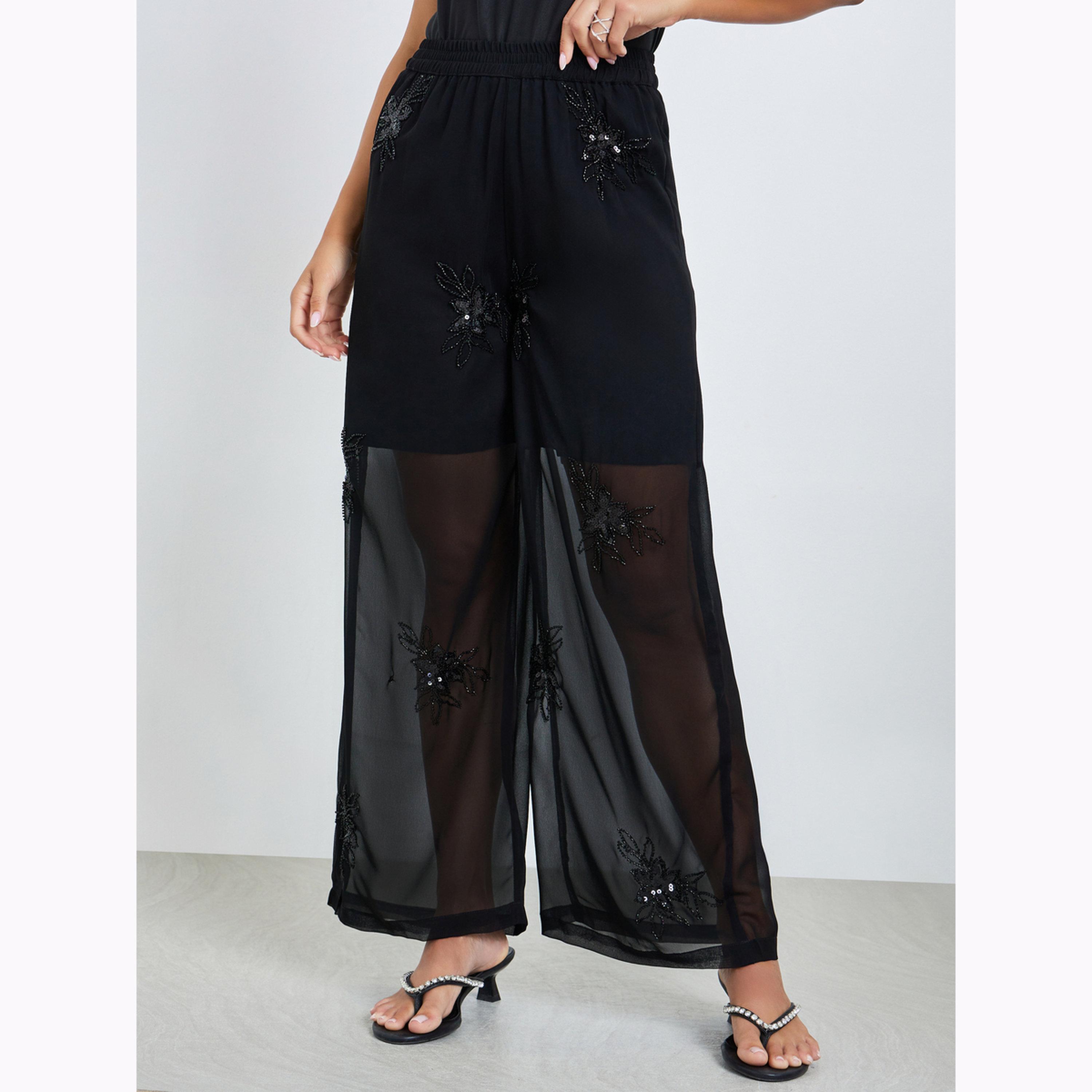 بنطال بأرجل واسعة شفاف ومزين-women-clothing-ethnicwear-bottoms-palazzos-image-1