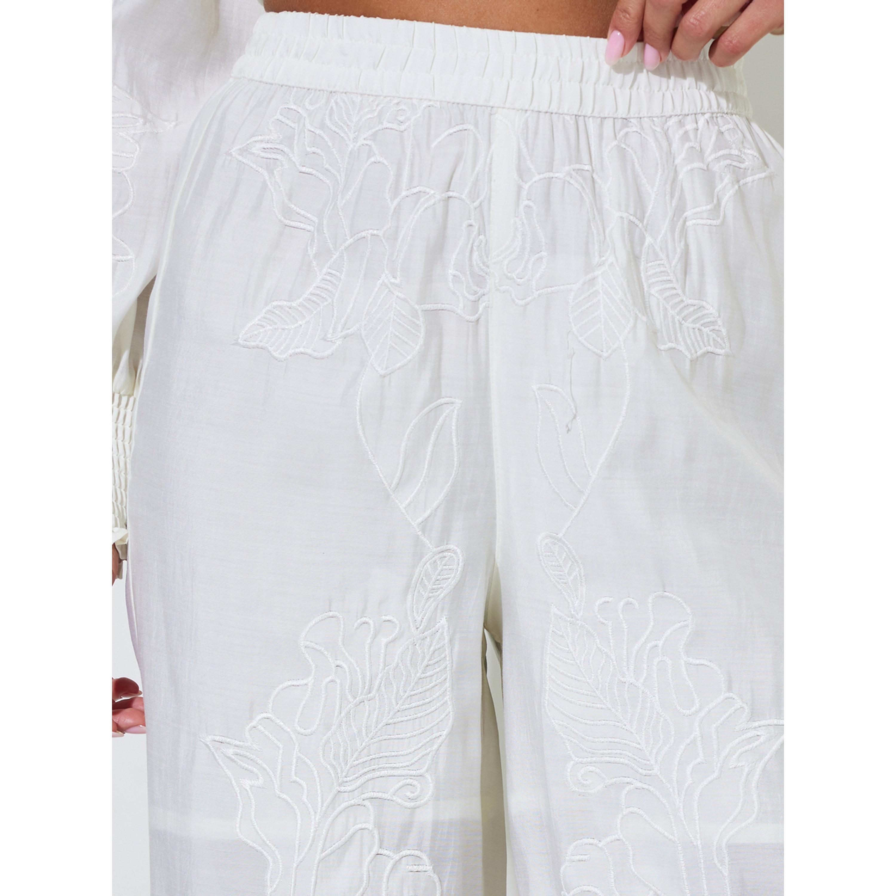Styli Off White Embellished Sheer Wide Leg Trousers-women-clothing-joggers-image-3