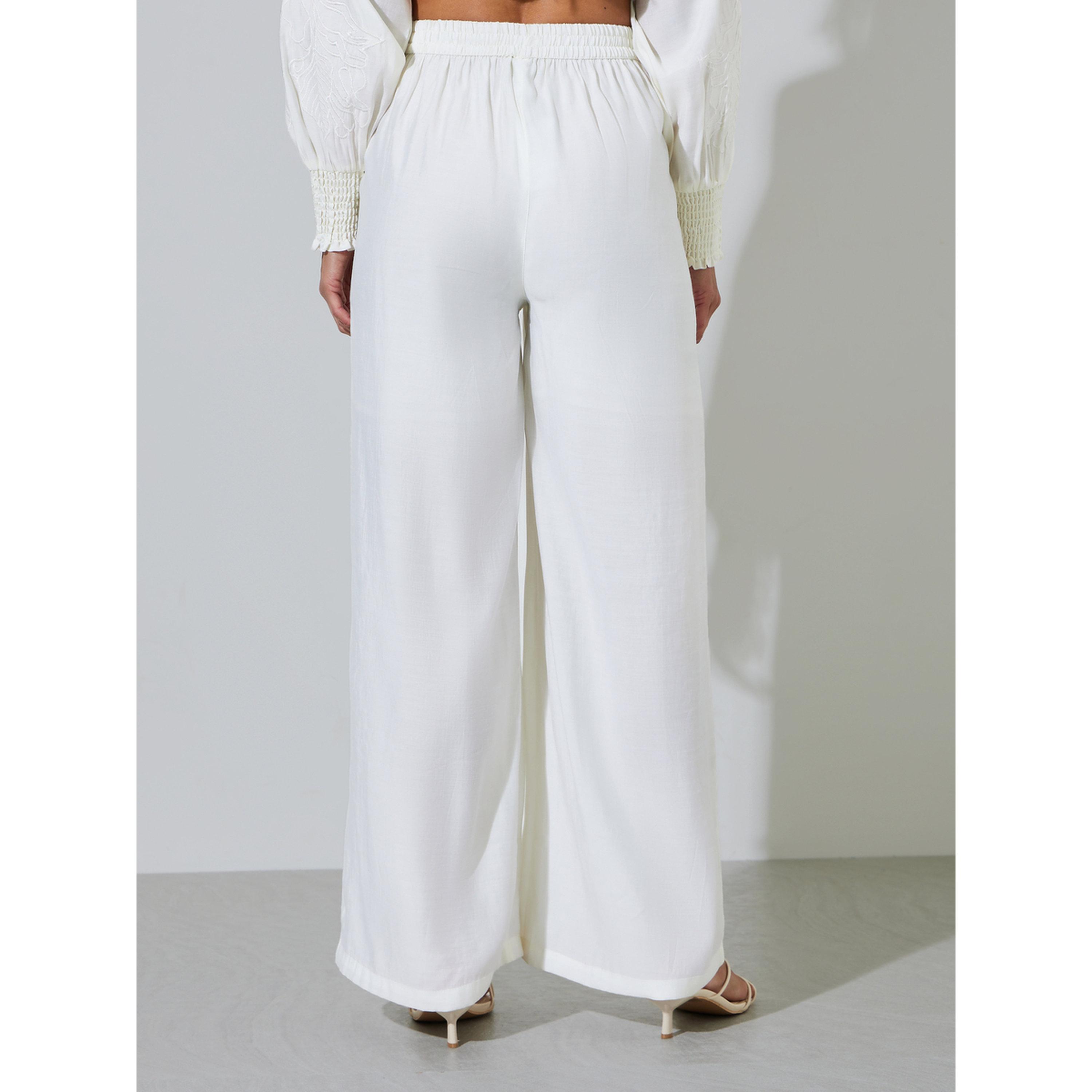 Styli Off White Embellished Sheer Wide Leg Trousers-women-clothing-joggers-image-4