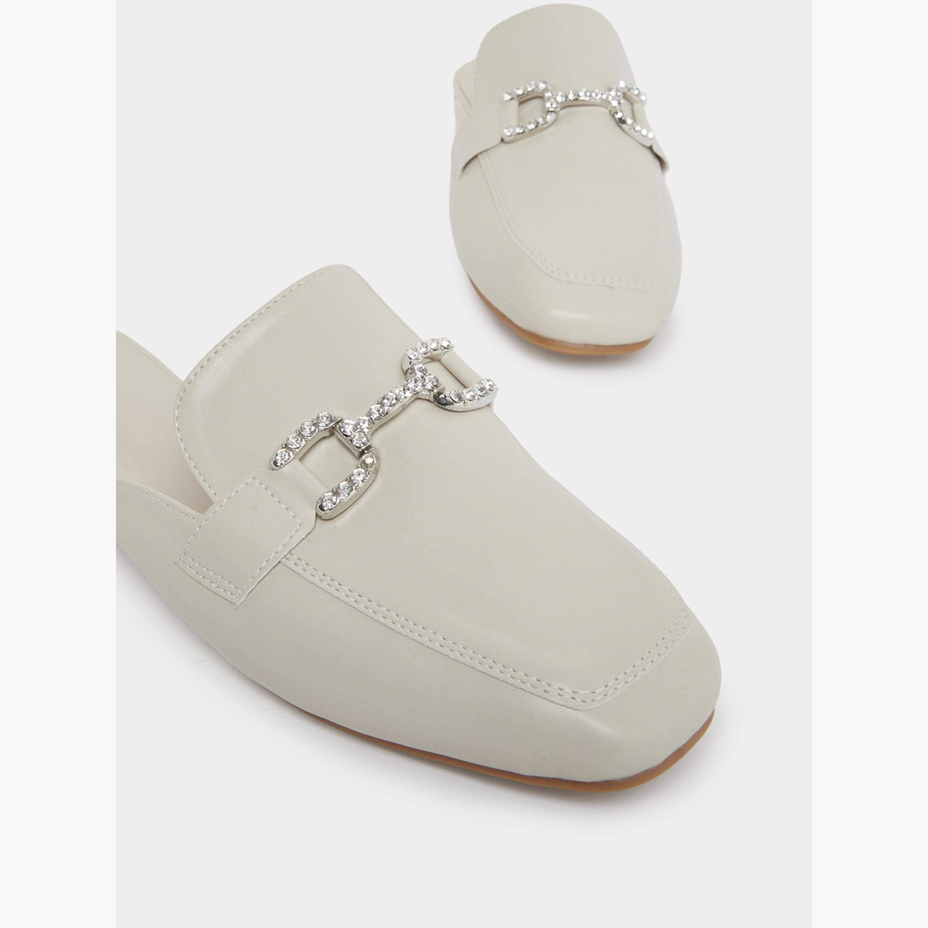 Styli Beige Embellished Flat Mules-women-shoes-flats-mules-image-3