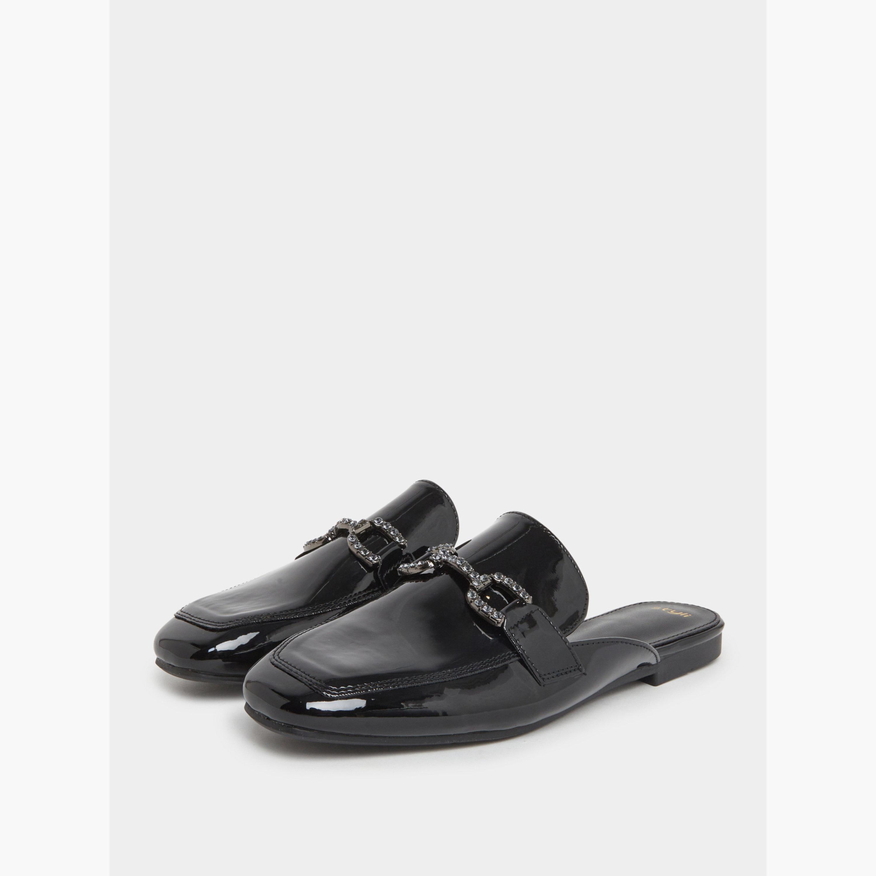 Styli Black Patent Leather Mules-women-shoes-flats-mules-image-1