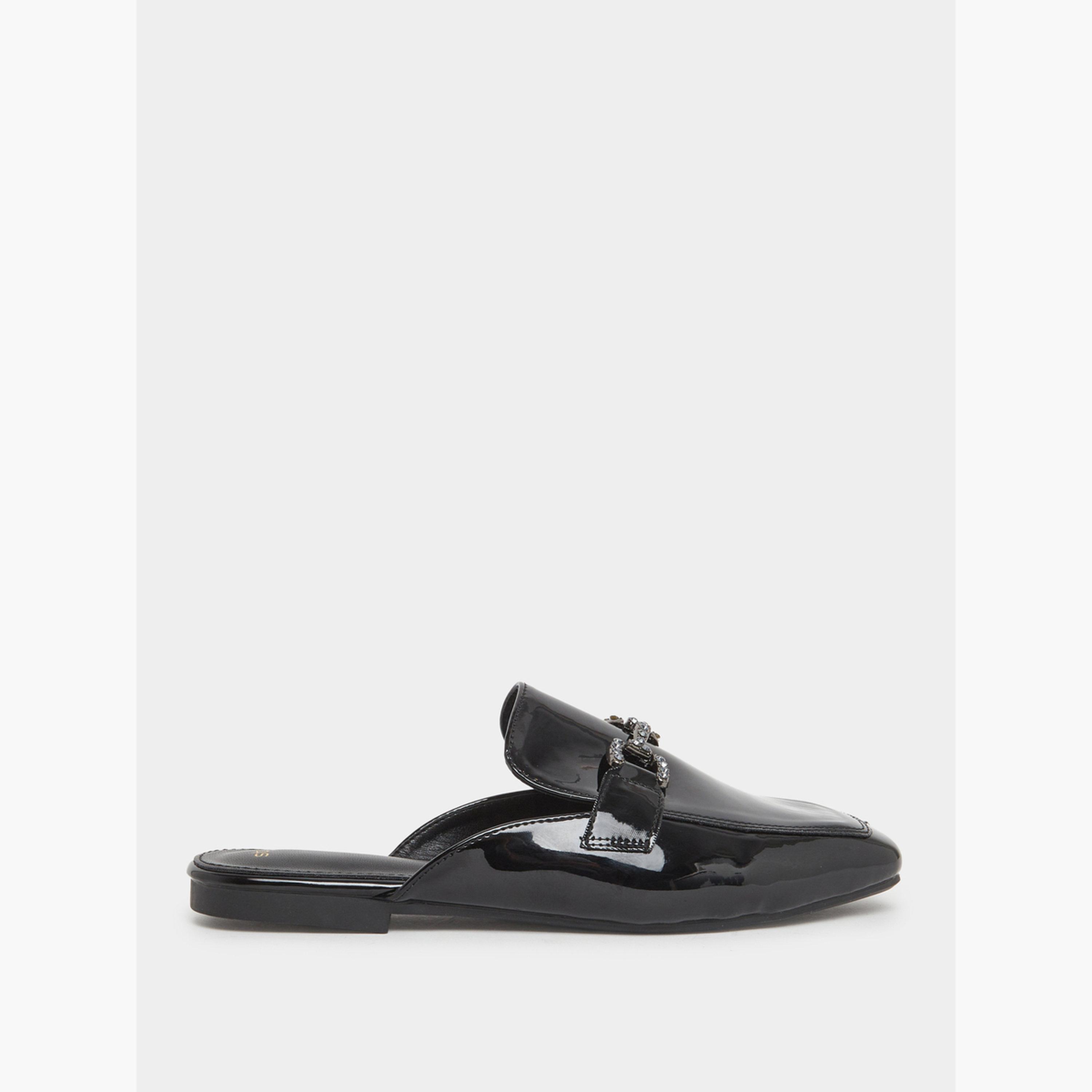 Styli Black Patent Leather Mules-women-shoes-flats-mules-image-2