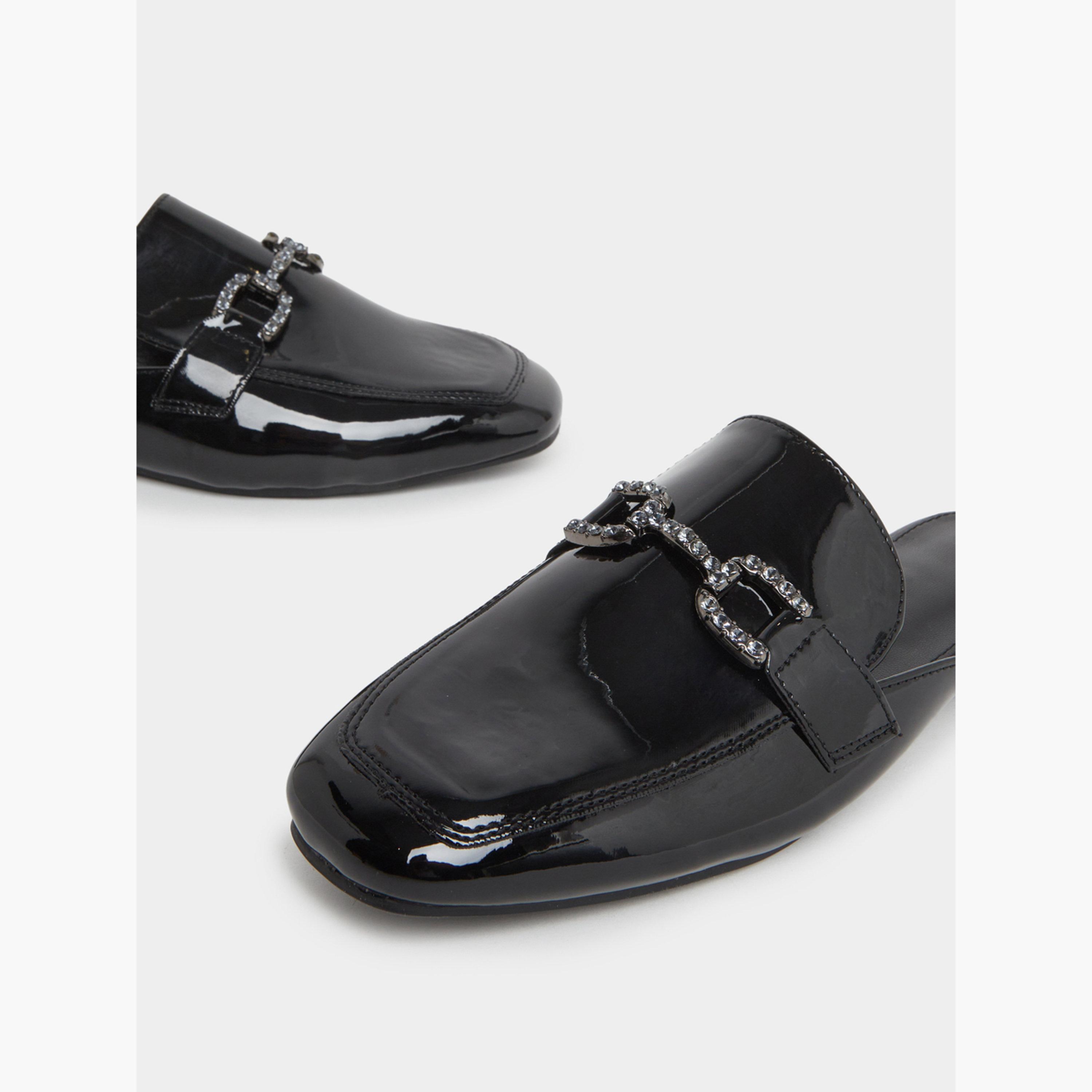 Styli Black Patent Leather Mules-women-shoes-flats-mules-image-3
