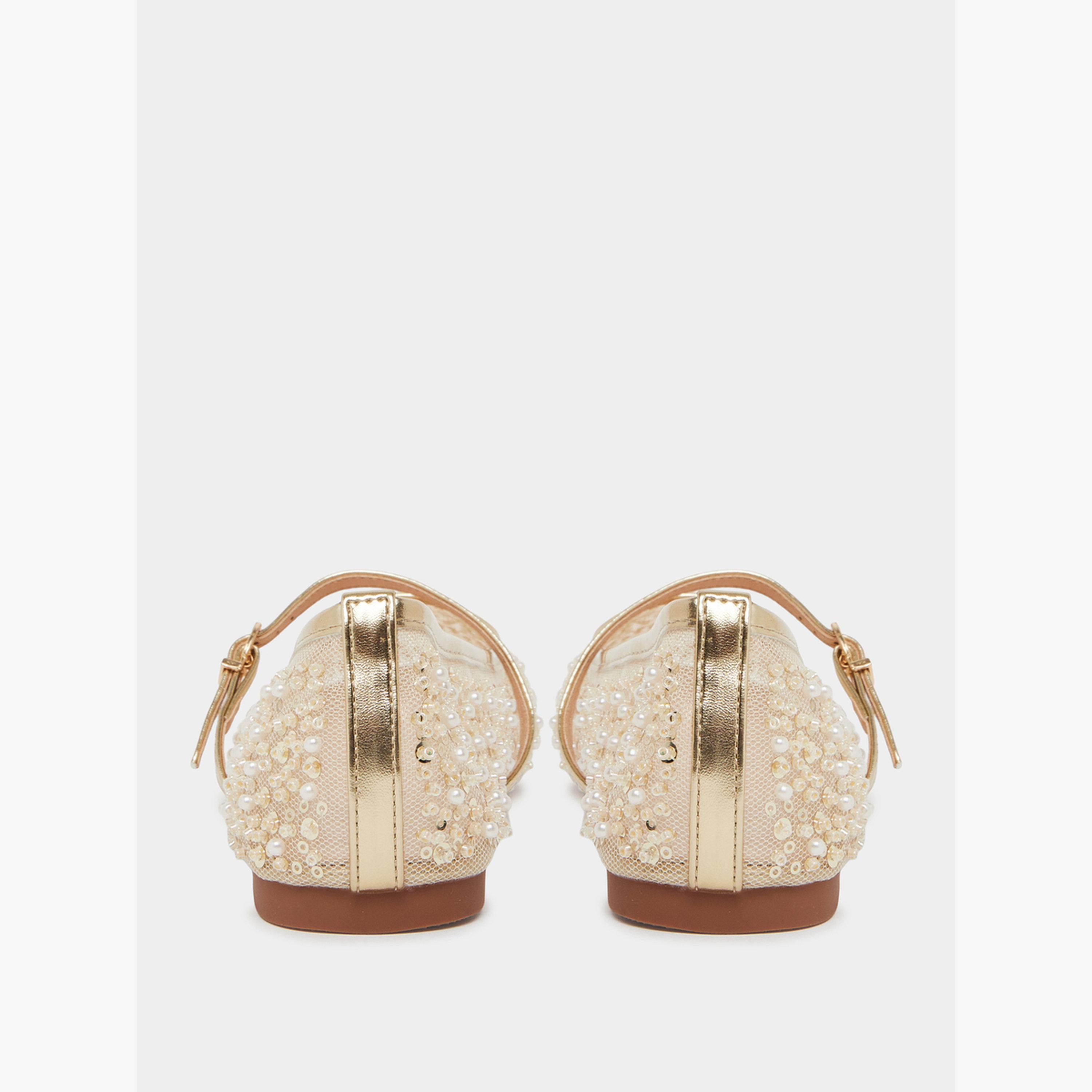 Styli Gold Sequin Ballerina Flats-women-shoes-ballerinas-image-4