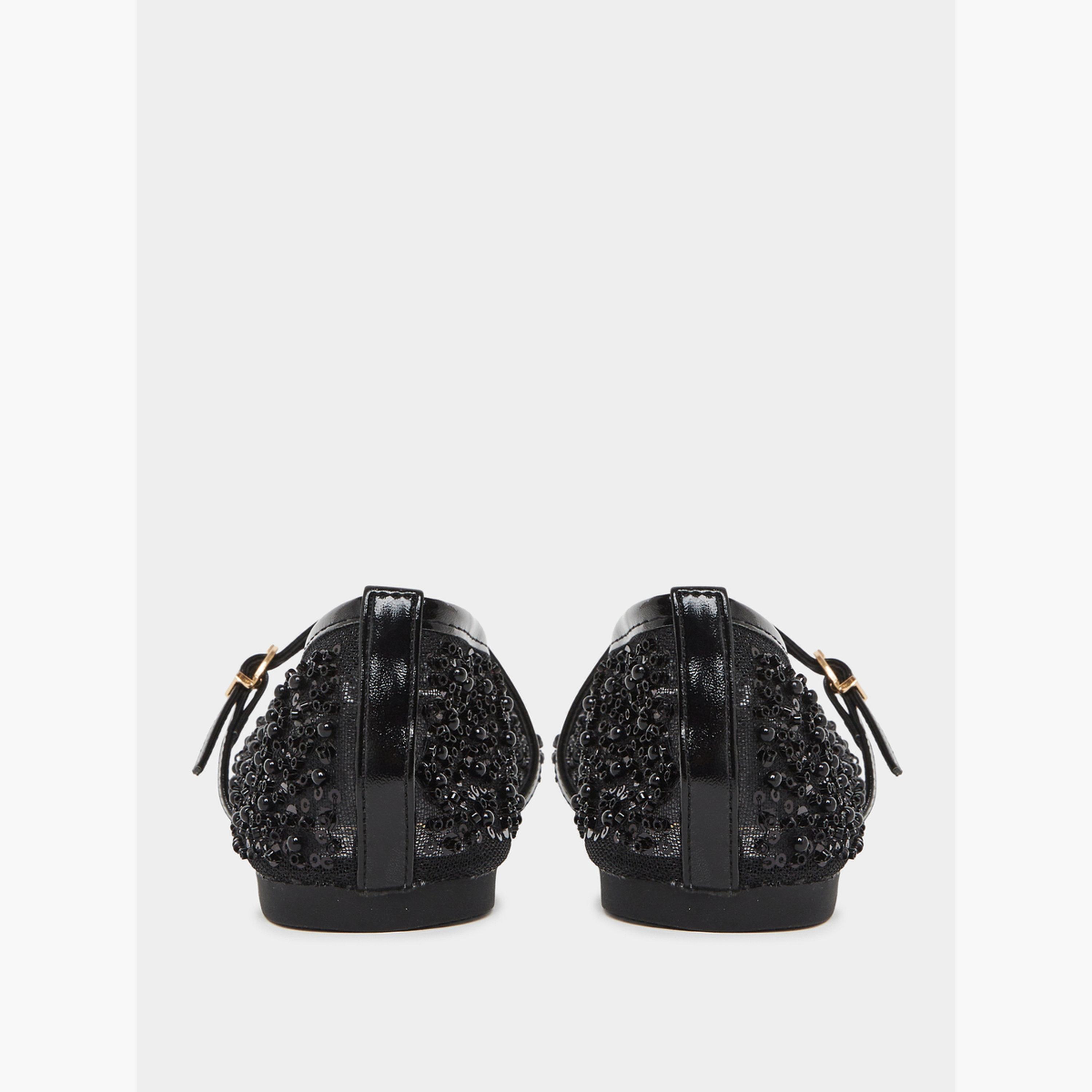 Styli Black Sequin Ballerina Flats-women-shoes-ballerinas-image-4
