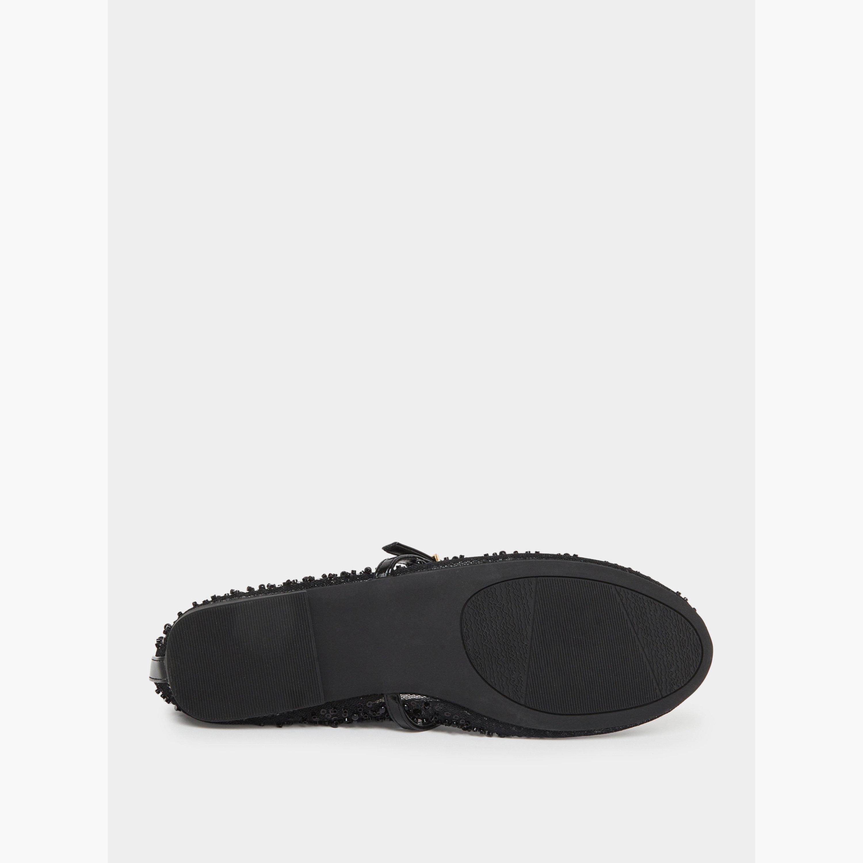 Styli Black Sequin Ballerina Flats-women-shoes-ballerinas-image-6