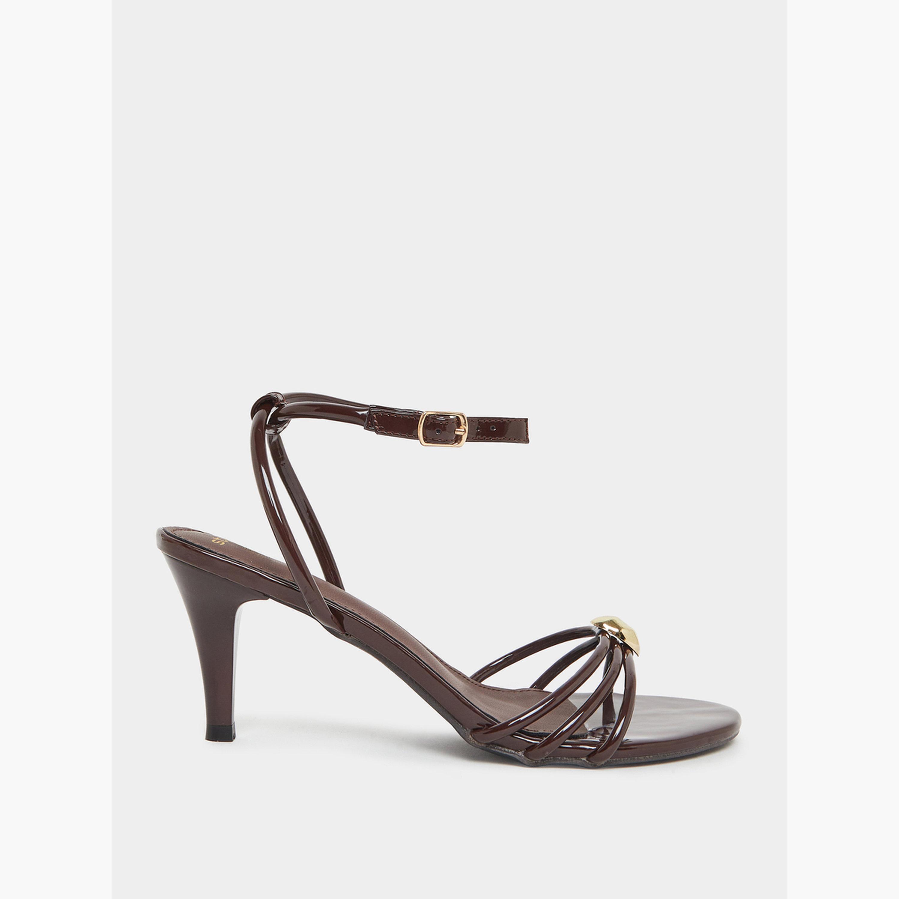 Styli Women Bronze Strappy Stiletto Heel Sandals-women-shoes-sandals-heeled-image-2