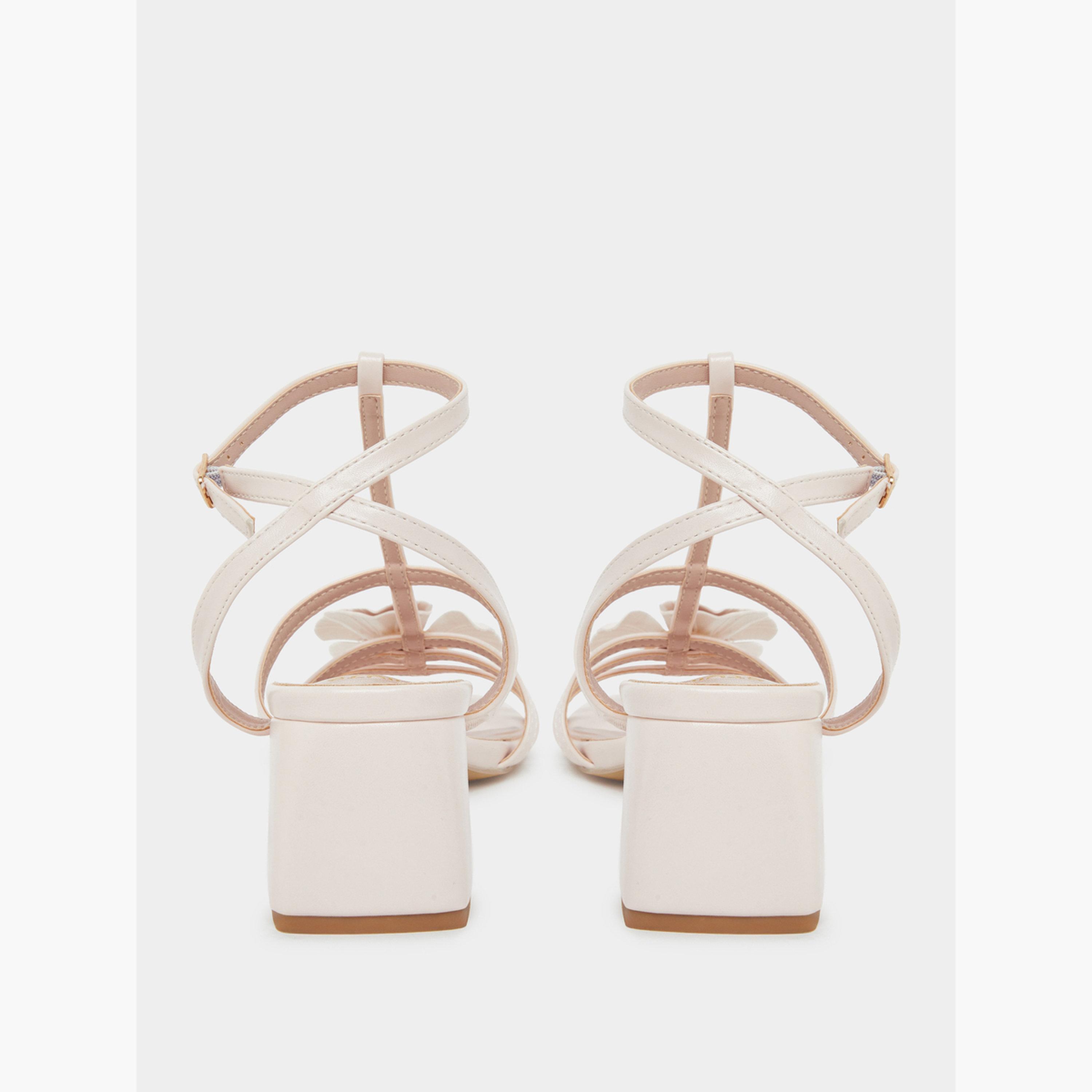 Styli Ankle Strap Heel Sandals with Flower Detail-women-shoes-sandals-heeled-image-4