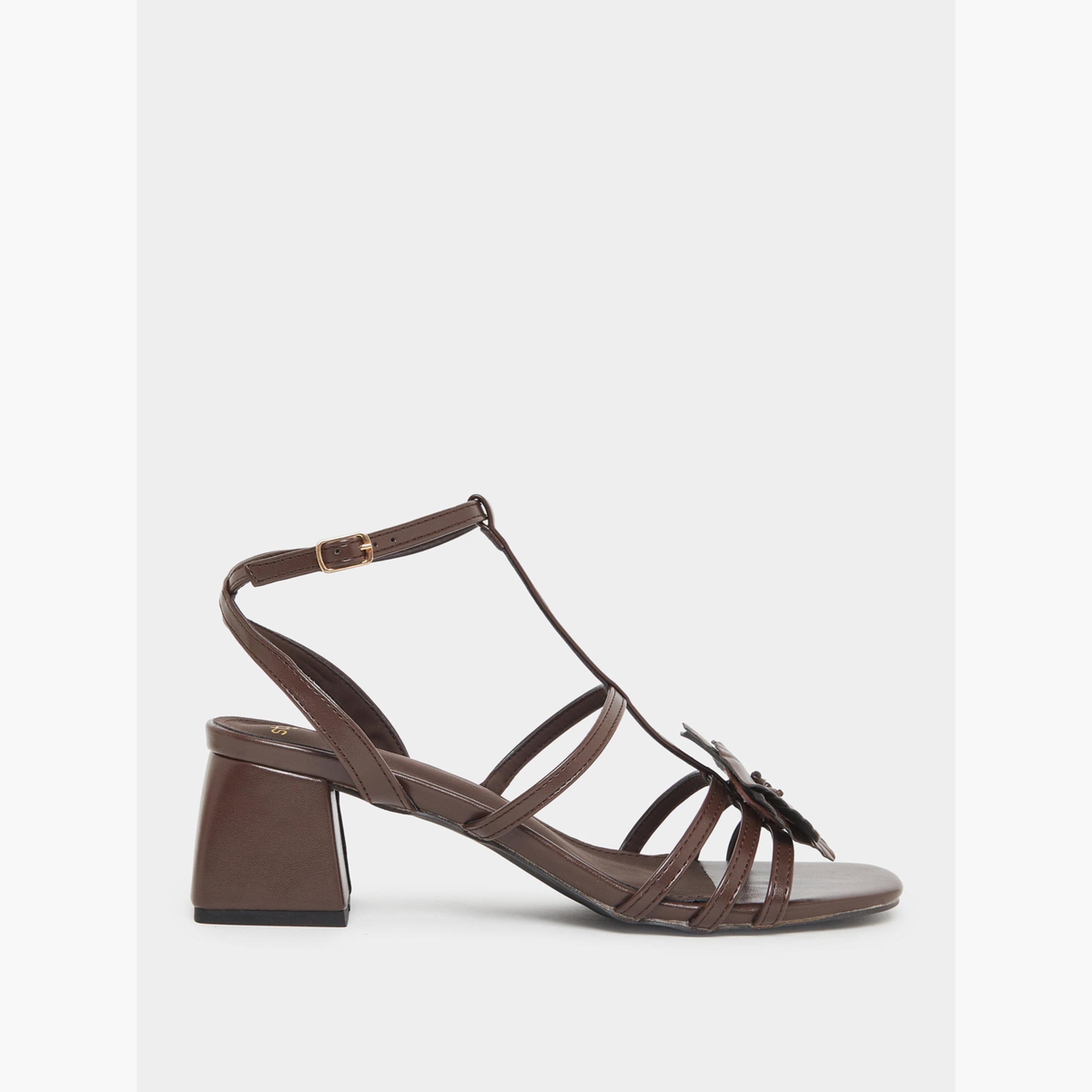 Styli Ankle Strap Heel Sandals with Flower Detail-women-shoes-sandals-heeled-image-2
