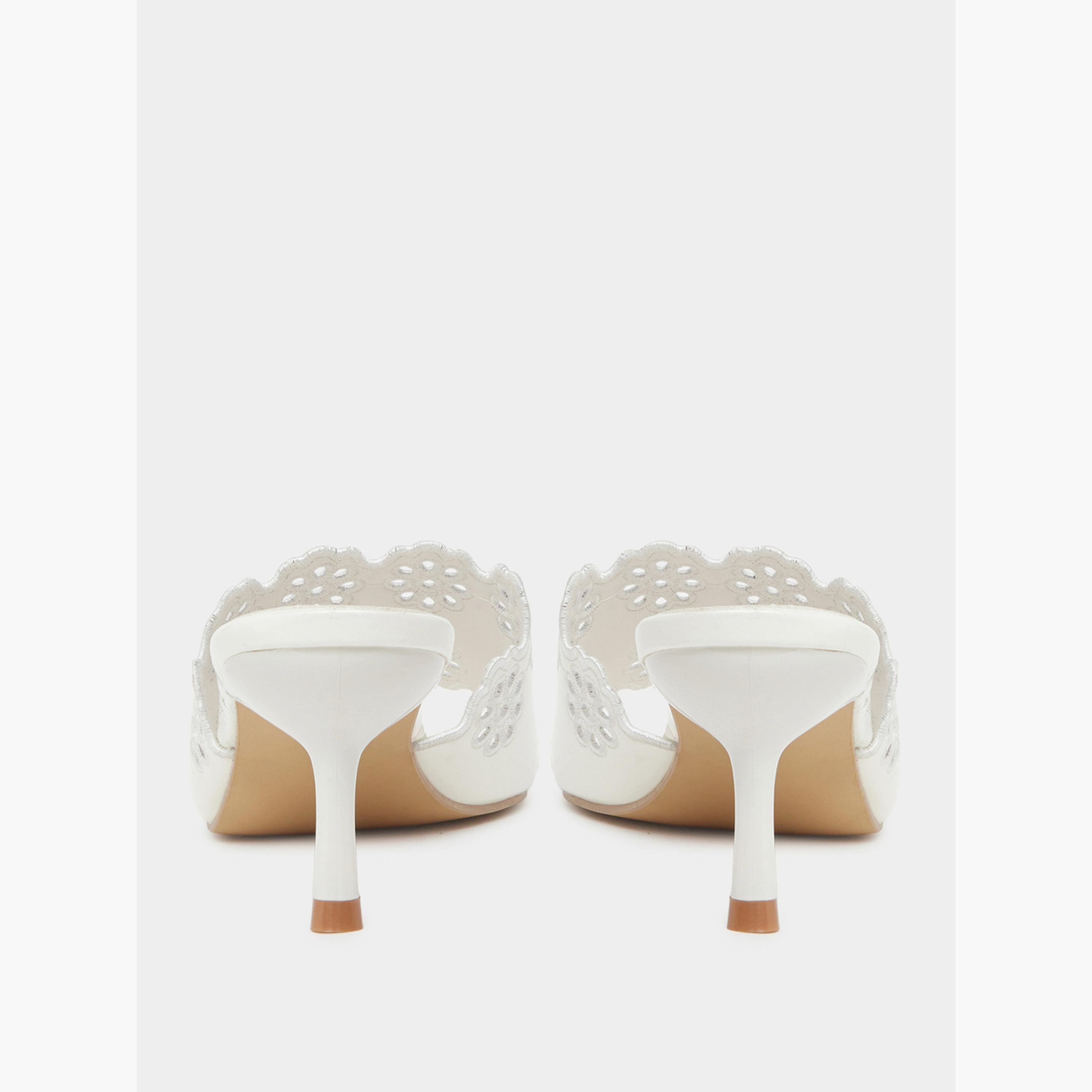 Styli White Floral Cutout Kitten Heel Sandals-women-shoes-heels-image-4