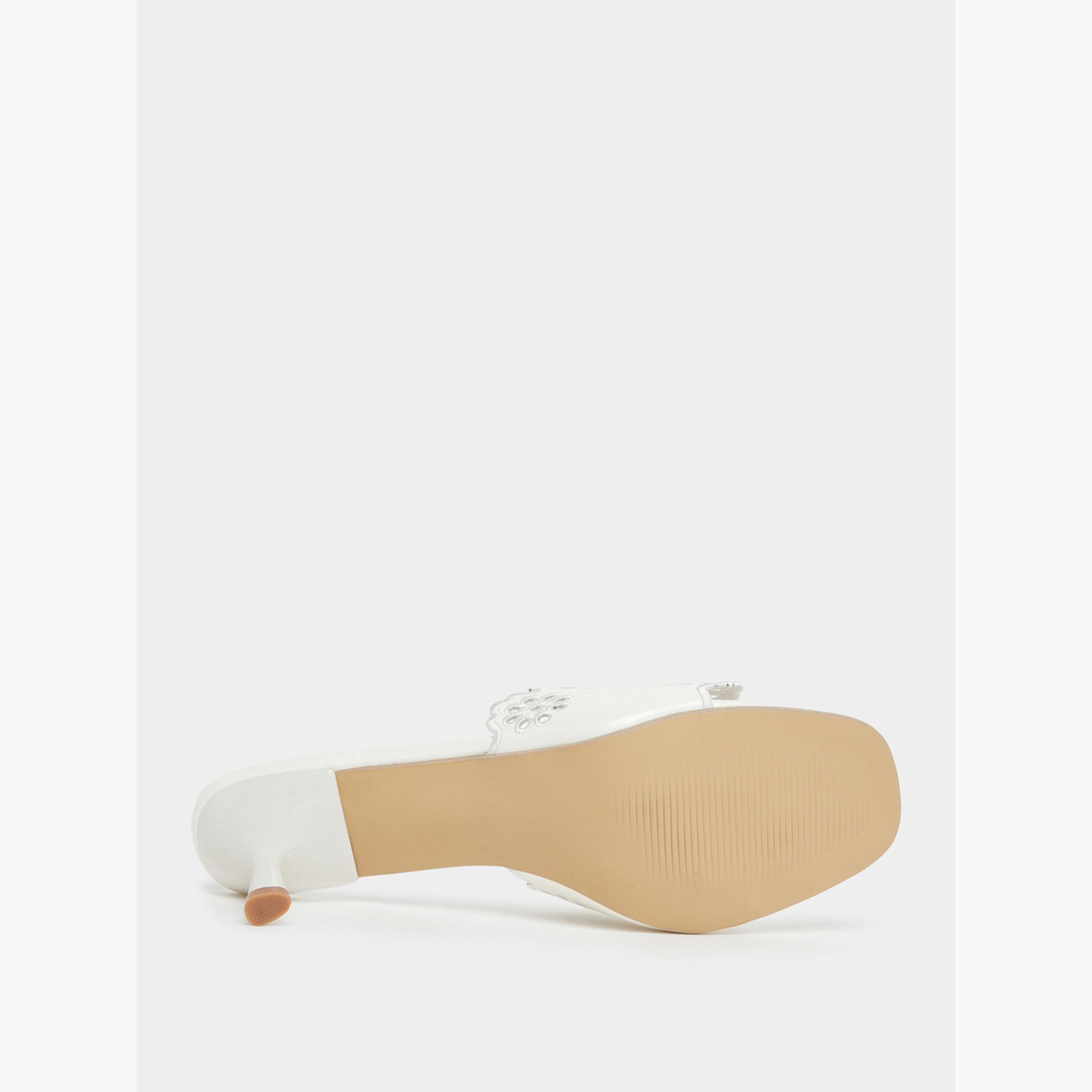 Styli White Floral Cutout Kitten Heel Sandals-women-shoes-heels-image-6