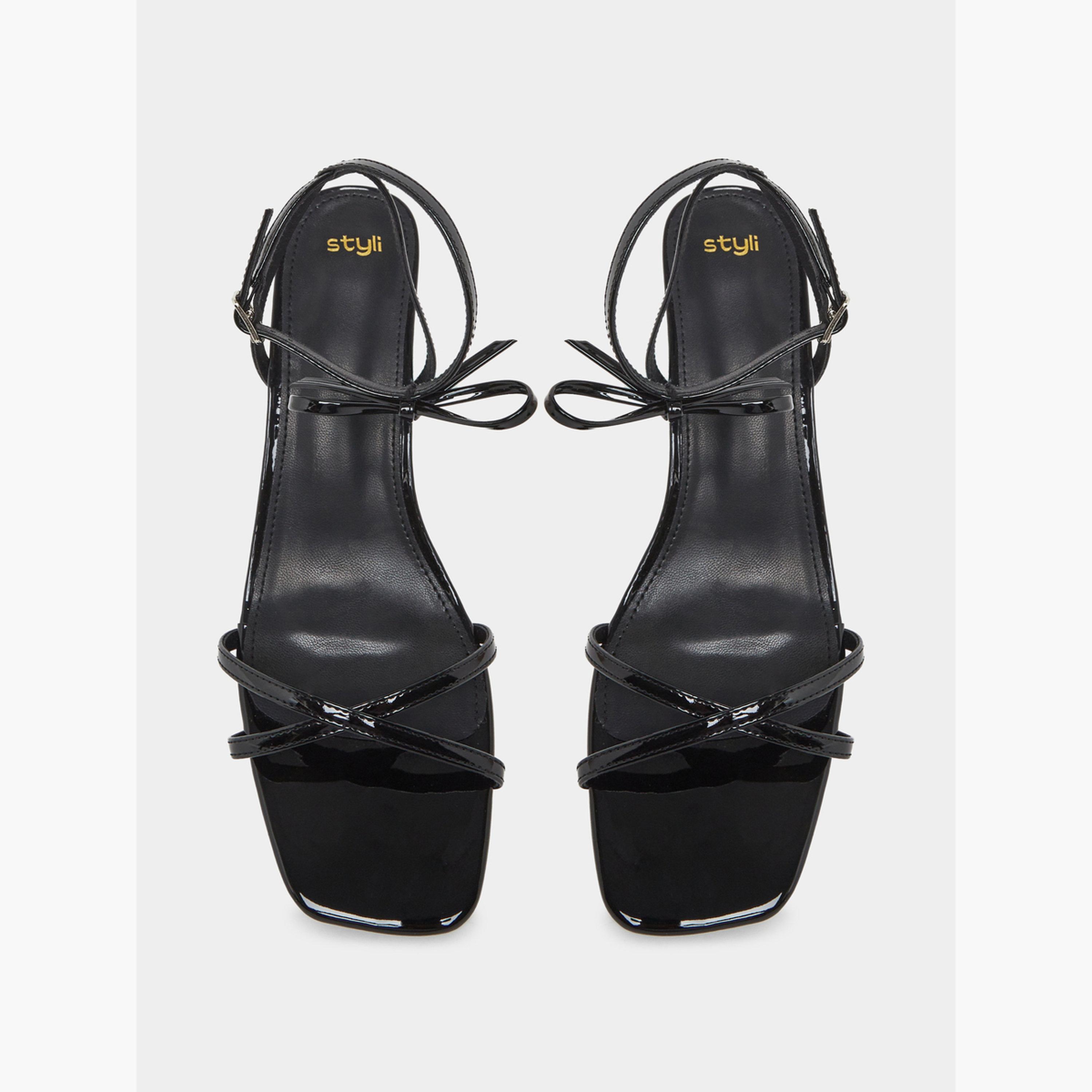 Styli Black Strappy Kitten Heel Sandals-women-shoes-sandals-heeled-image-3