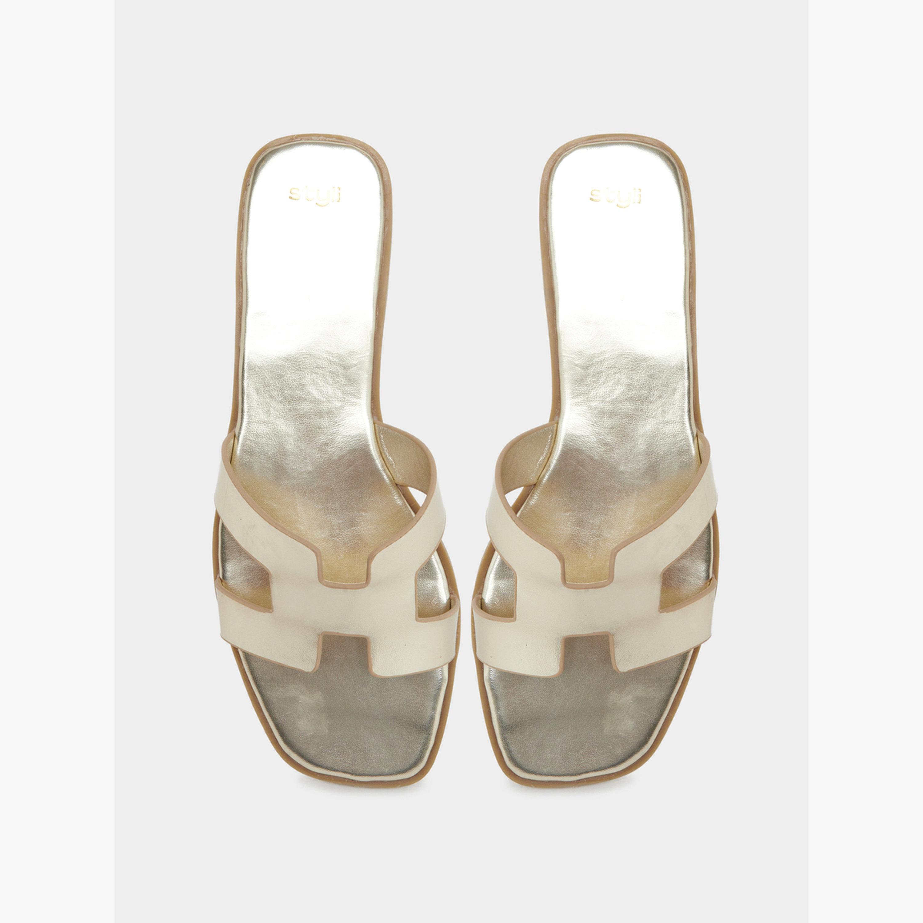 Styli Gold Slip On Flat Sandals-women-shoes-flipflopsandslides-image-5