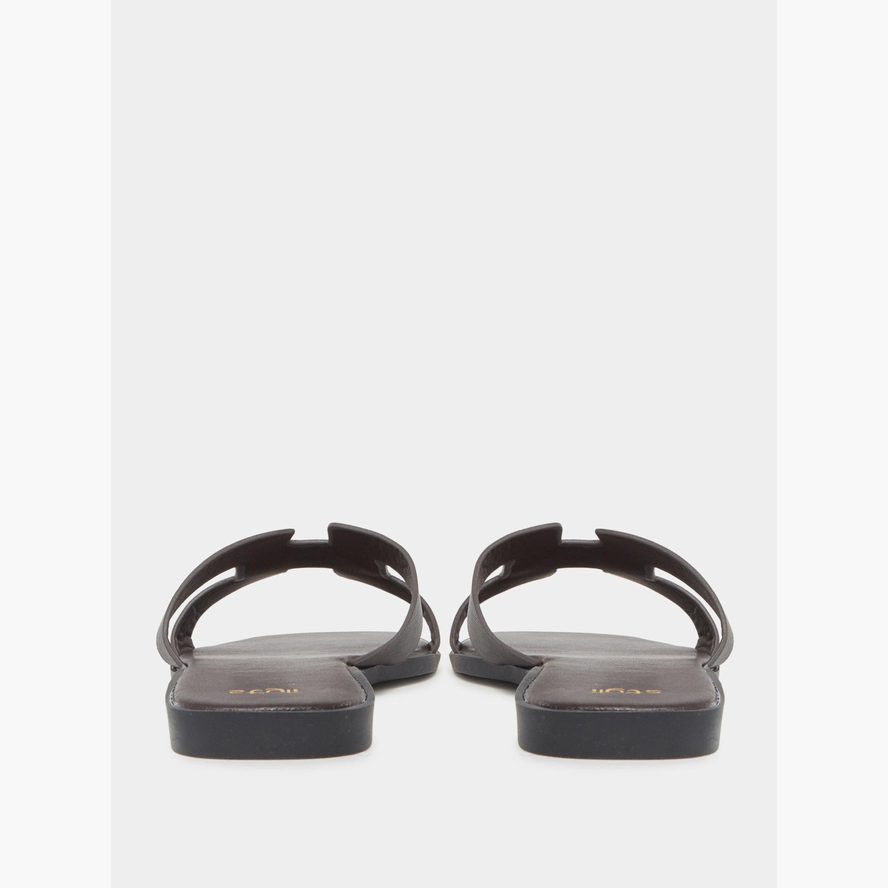 Styli Black Slip On Flat Sandals-women-shoes-flipflopsandslides-image-4