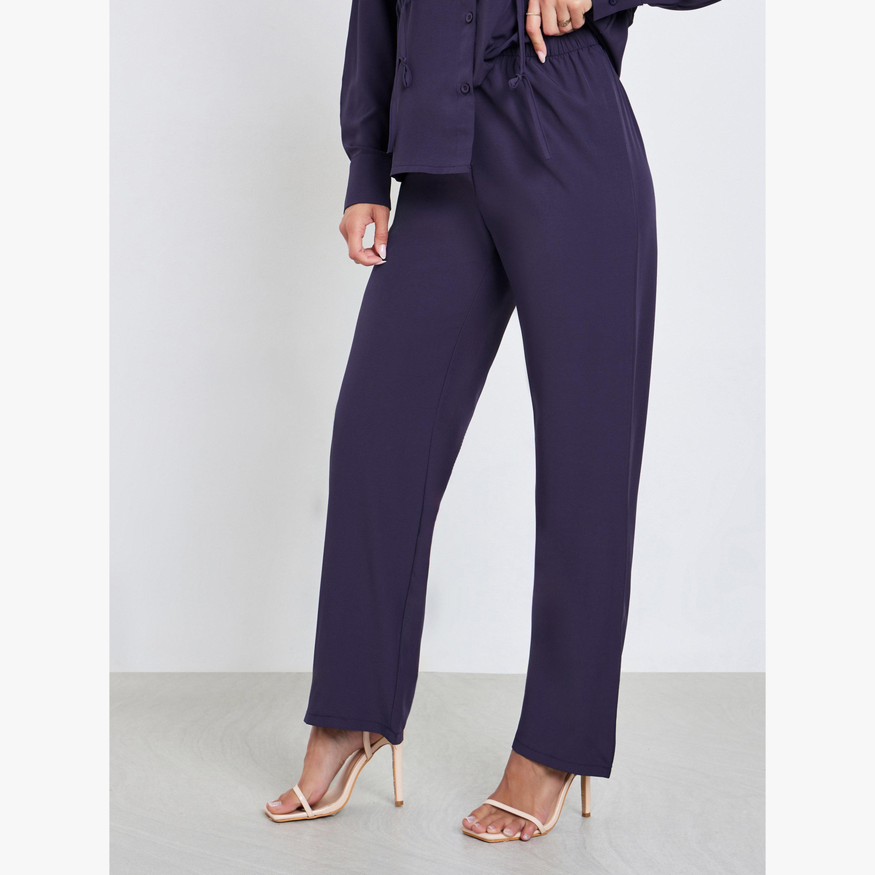 Styli Women Solid Drawstring Shirt and Pants Co-ords-women-clothing-coordsets-image-4