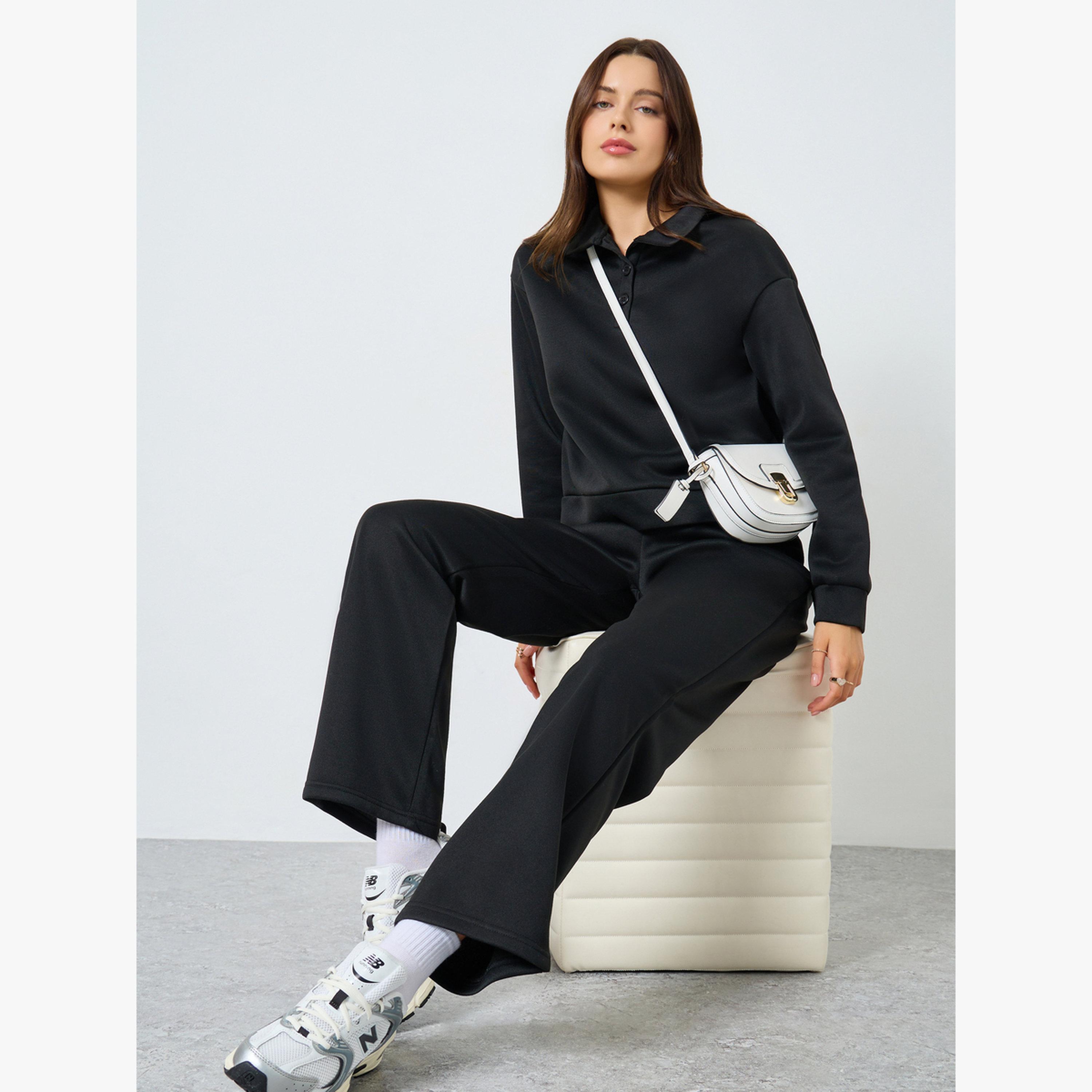 Styli Women Button Sweatshirt and Joggers Co-Ords-women-clothing-coordsets-image-2