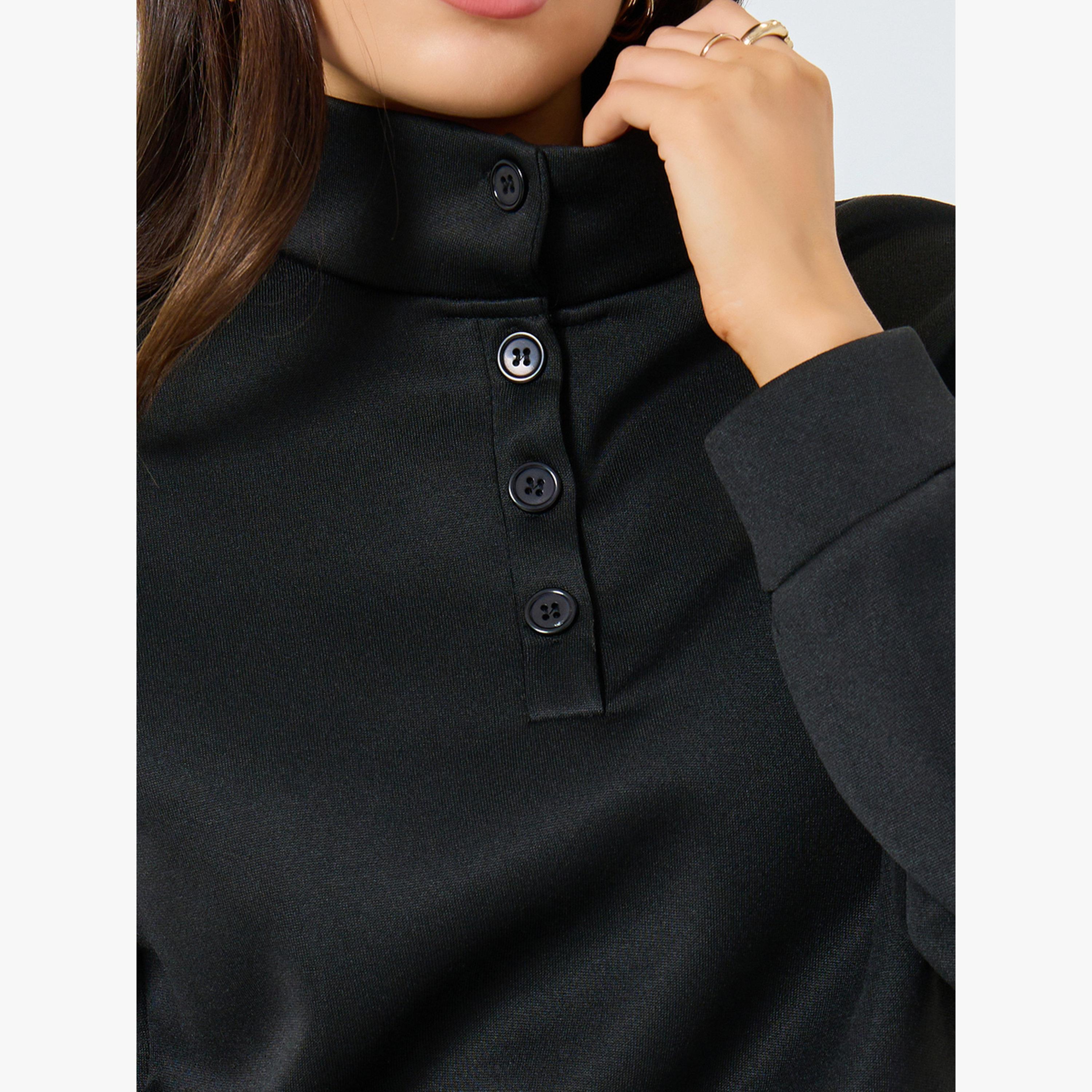 Styli Women Button Sweatshirt and Joggers Co-Ords-women-clothing-coordsets-image-5
