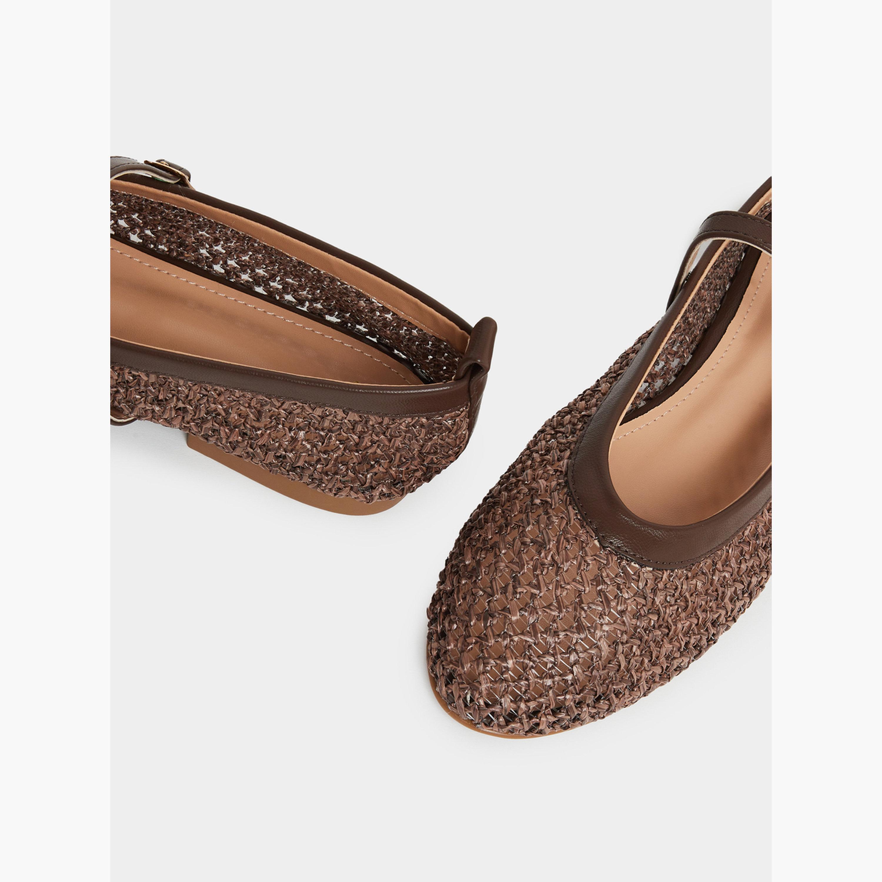 Styli Brown Woven Ballerina Flats-women-shoes-flats-loafers-image-3