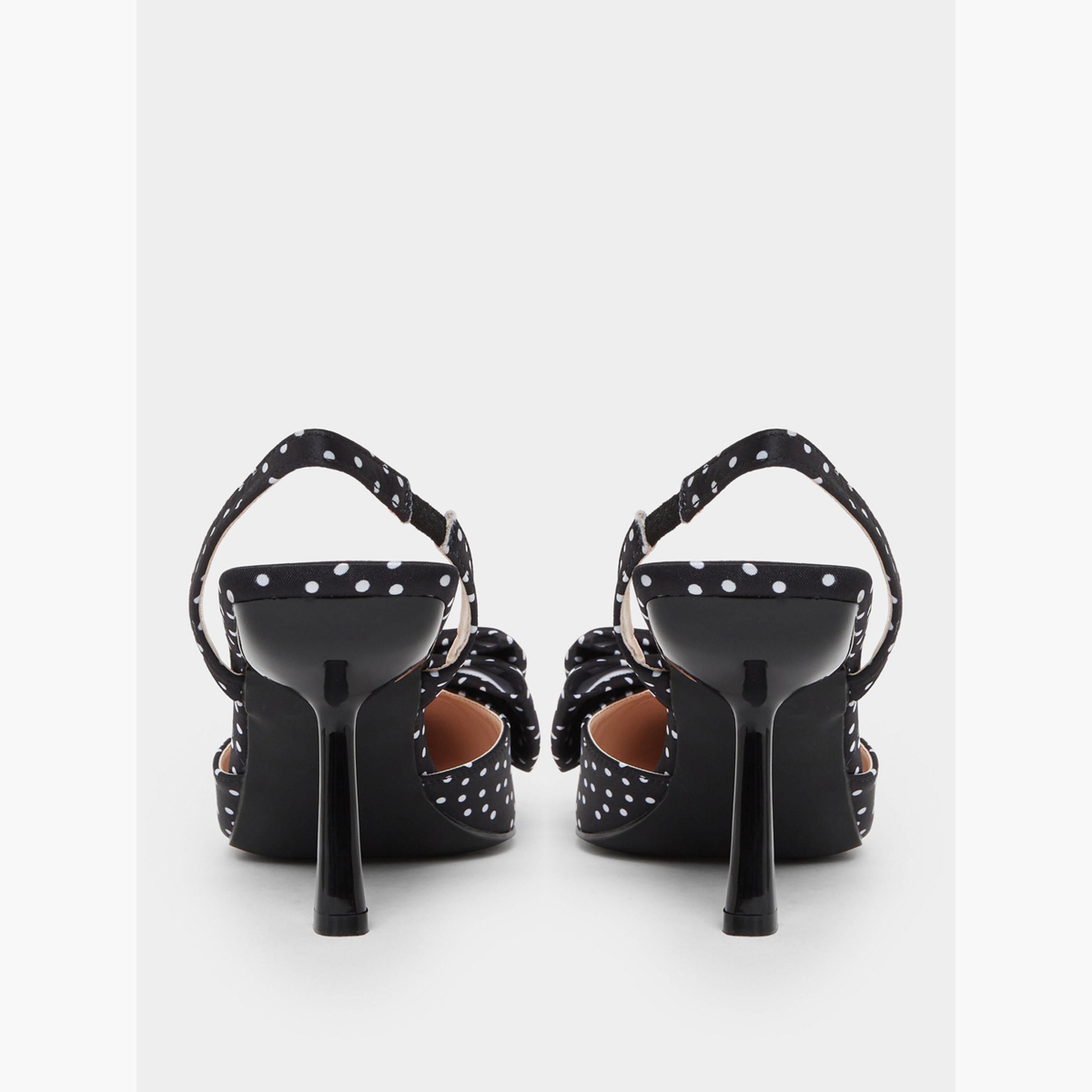 Styli Black Polka Dot Bow Slingback Shoes-women-shoes-heels-image-4