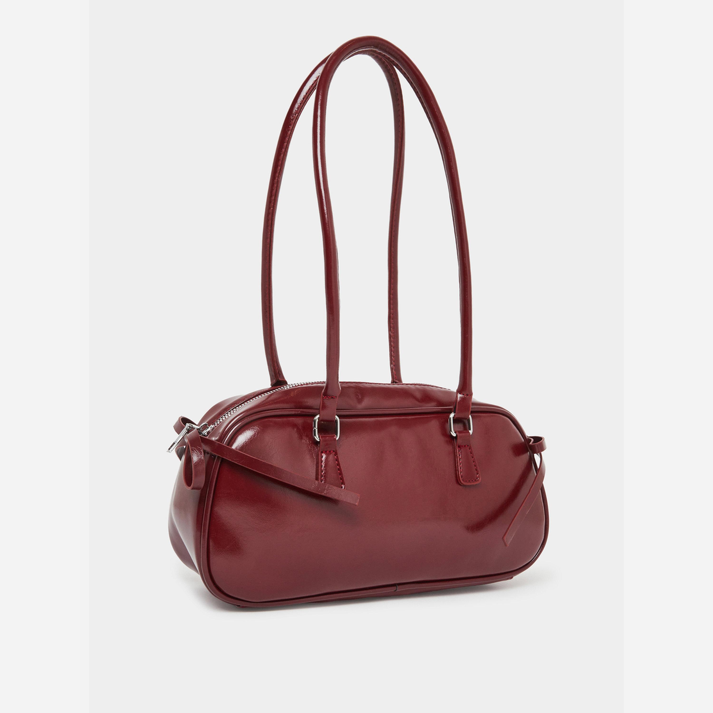 ستايلي - شنطة بولينج مقابض طويلة لون برغندي-women-bagsandwallets-handbags-image-1