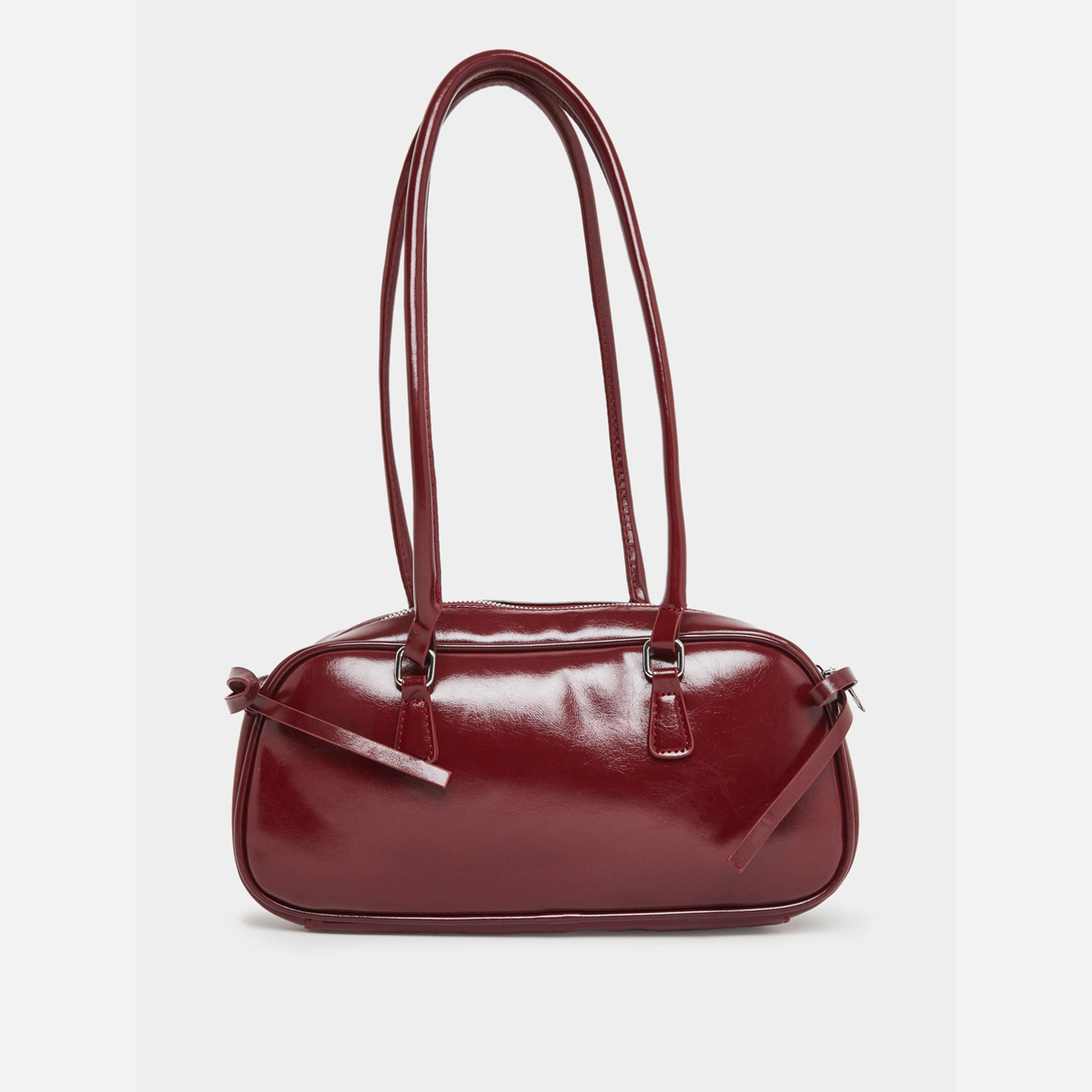 ستايلي - شنطة بولينج مقابض طويلة لون برغندي-women-bagsandwallets-handbags-image-2