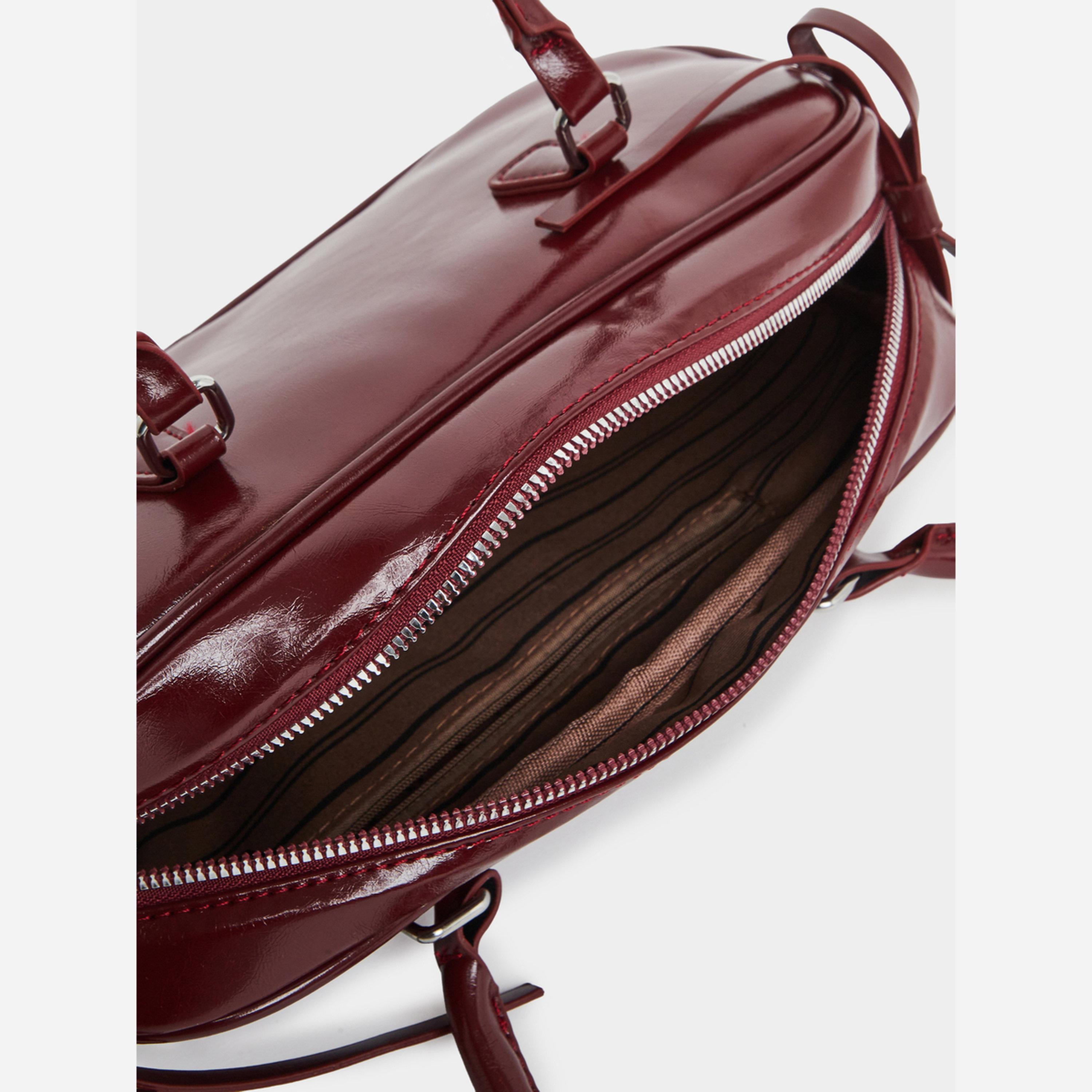 ستايلي - شنطة بولينج مقابض طويلة لون برغندي-women-bagsandwallets-handbags-image-3