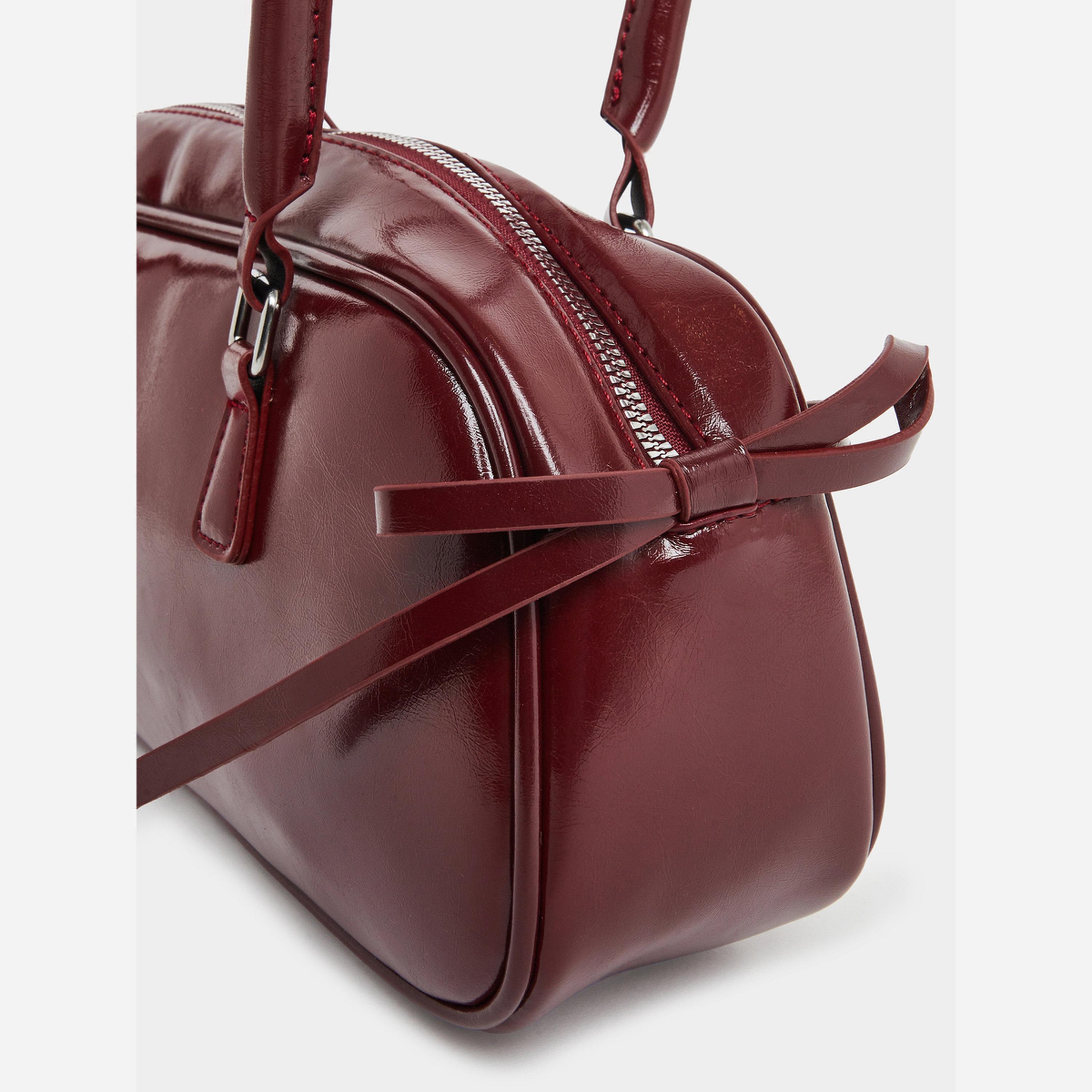 Styli Burgundy Bowling Bag with Long Handles-women-bagsandwallets-handbags-image-4