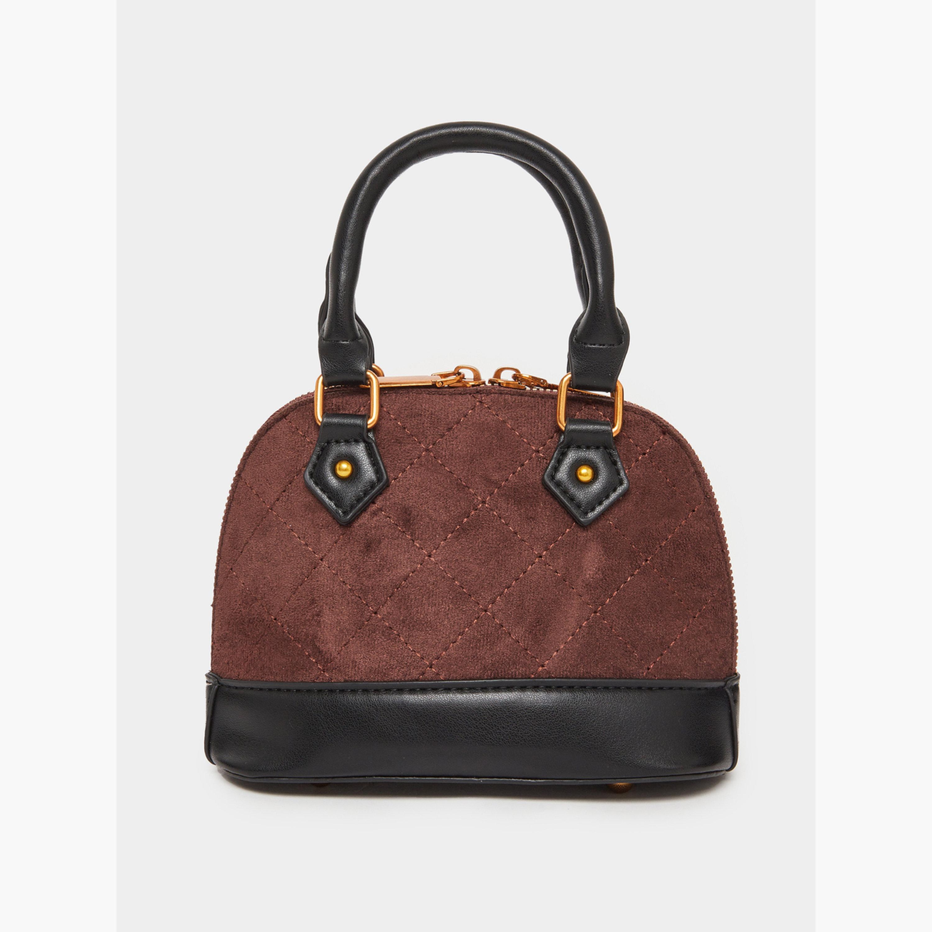 Styli Coffee Brown Quilted Dome Handbag-women-bagsandwallets-handbags-image-4