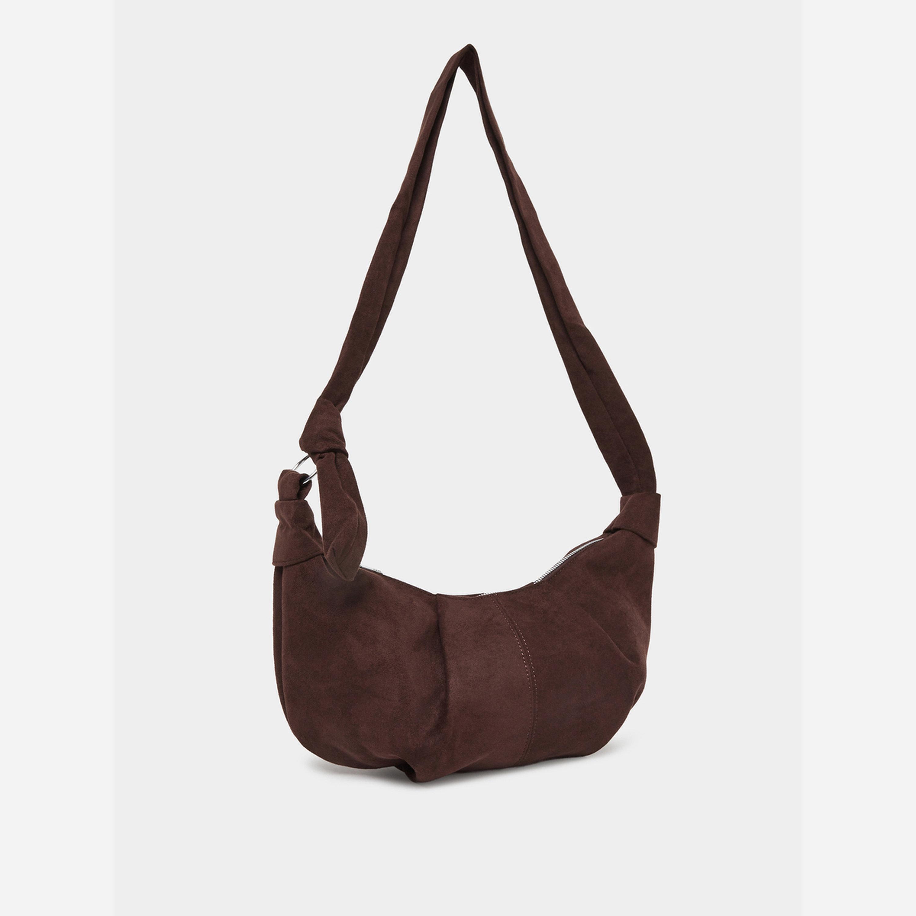 ستايلي - شنطة كتف جلد للنساء لون بني على شكل نصف قمر-women-bagsandwallets-handbags-image-1