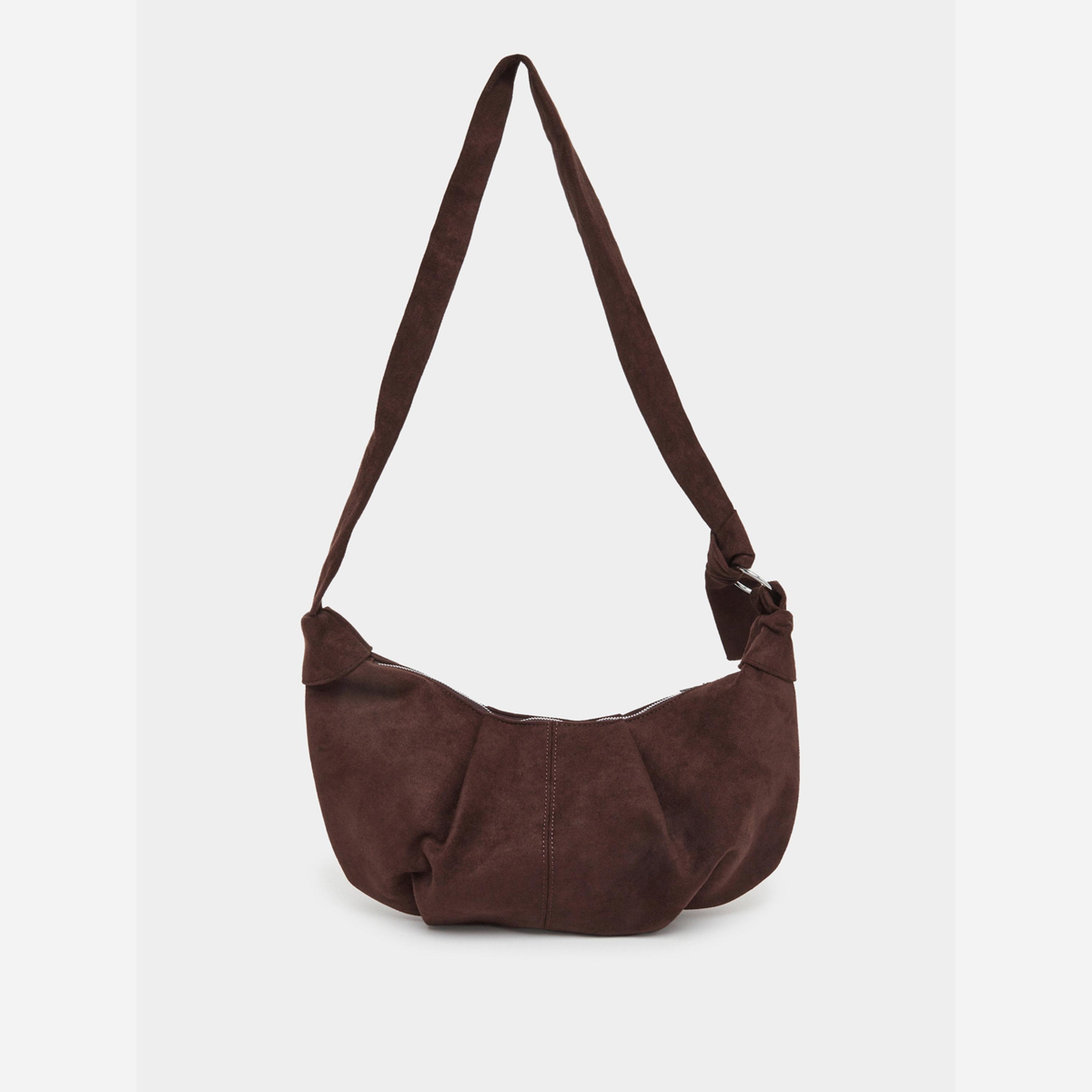 ستايلي - شنطة كتف جلد للنساء لون بني على شكل نصف قمر-women-bagsandwallets-handbags-image-2