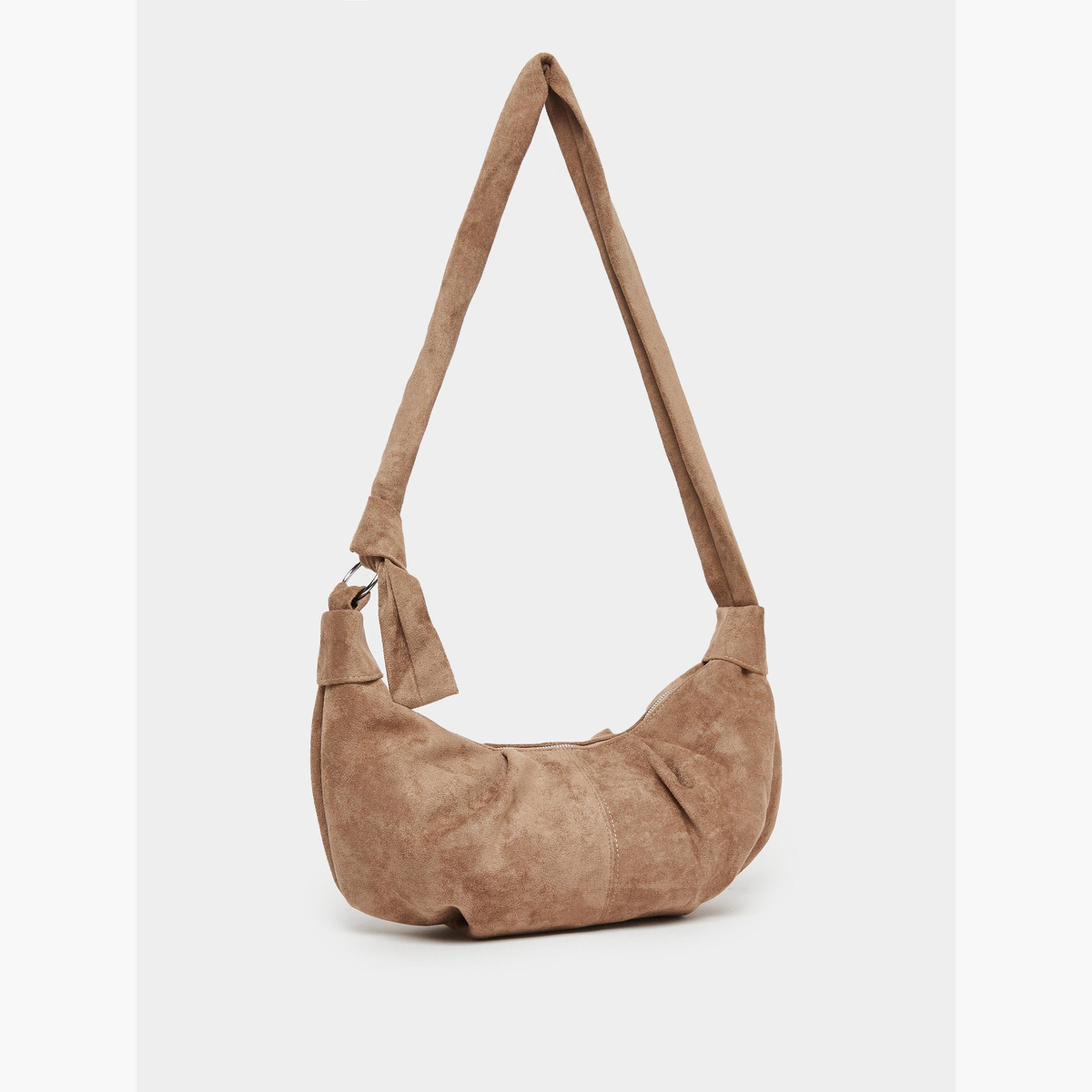 Styli Khaki Suede Crescent Shoulder Bag-women-bagsandwallets-handbags-image-2