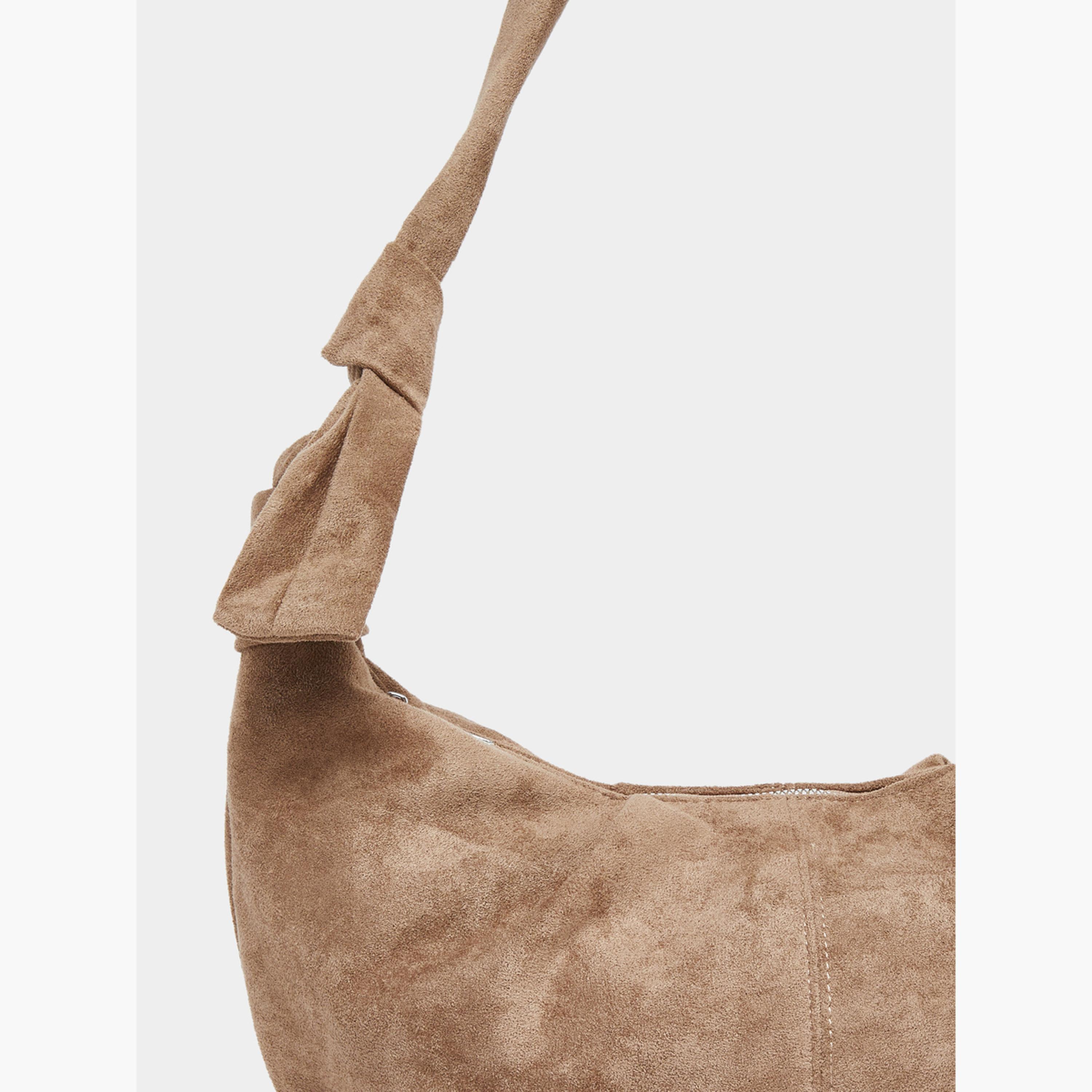 Styli Khaki Suede Crescent Shoulder Bag-women-bagsandwallets-handbags-image-3