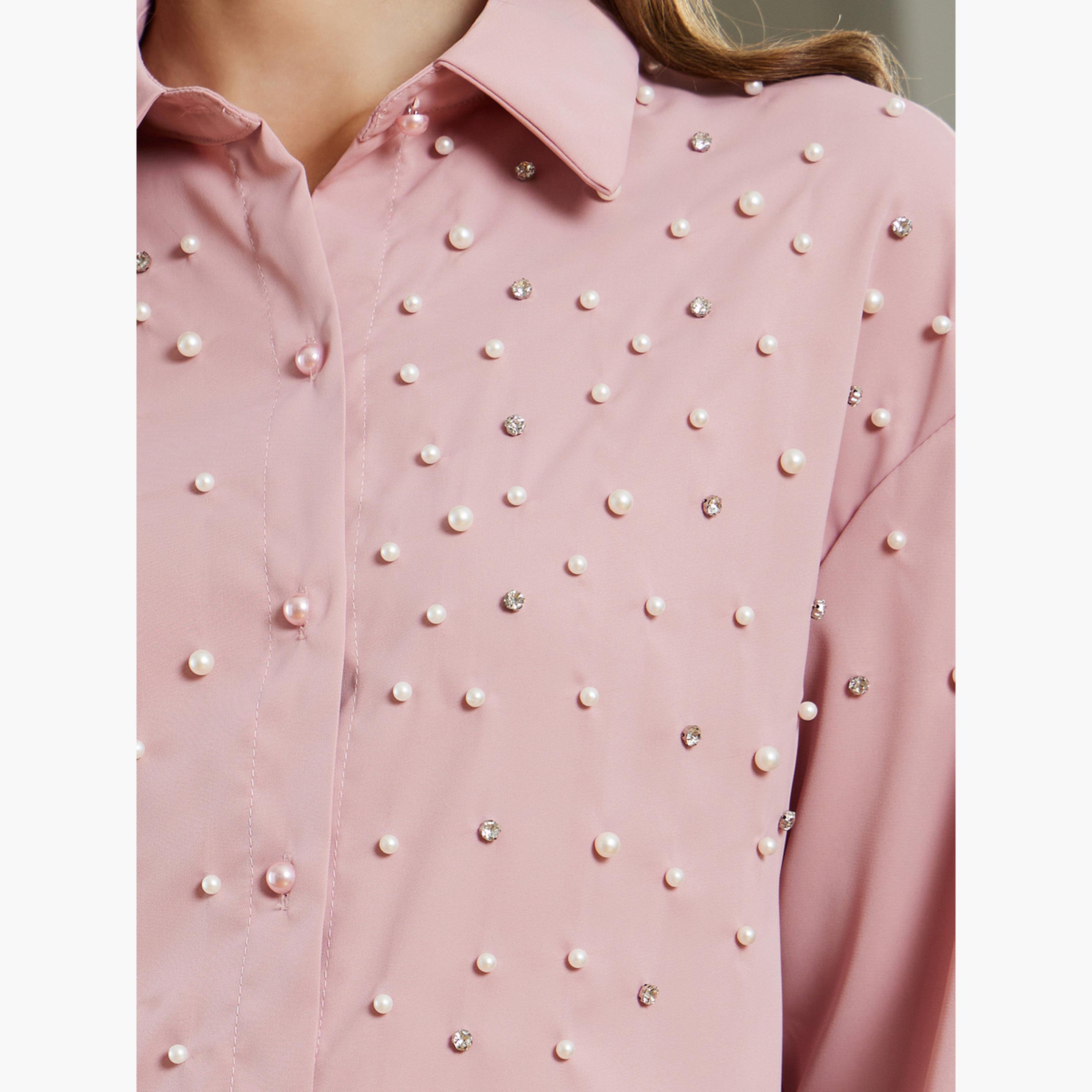 بلوزة بأكمام طويلة وتفاصيل لؤلؤ-women-clothing-shirtsandblouses-shirts-image-4