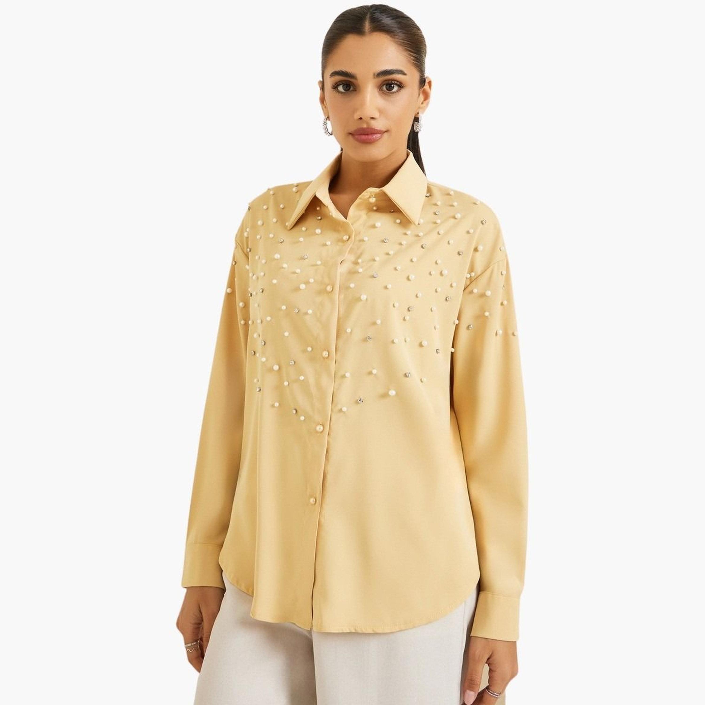 بلوزة بأكمام طويلة مرصعة بحجر الراين-women-clothing-shirtsandblouses-shirts-image-1