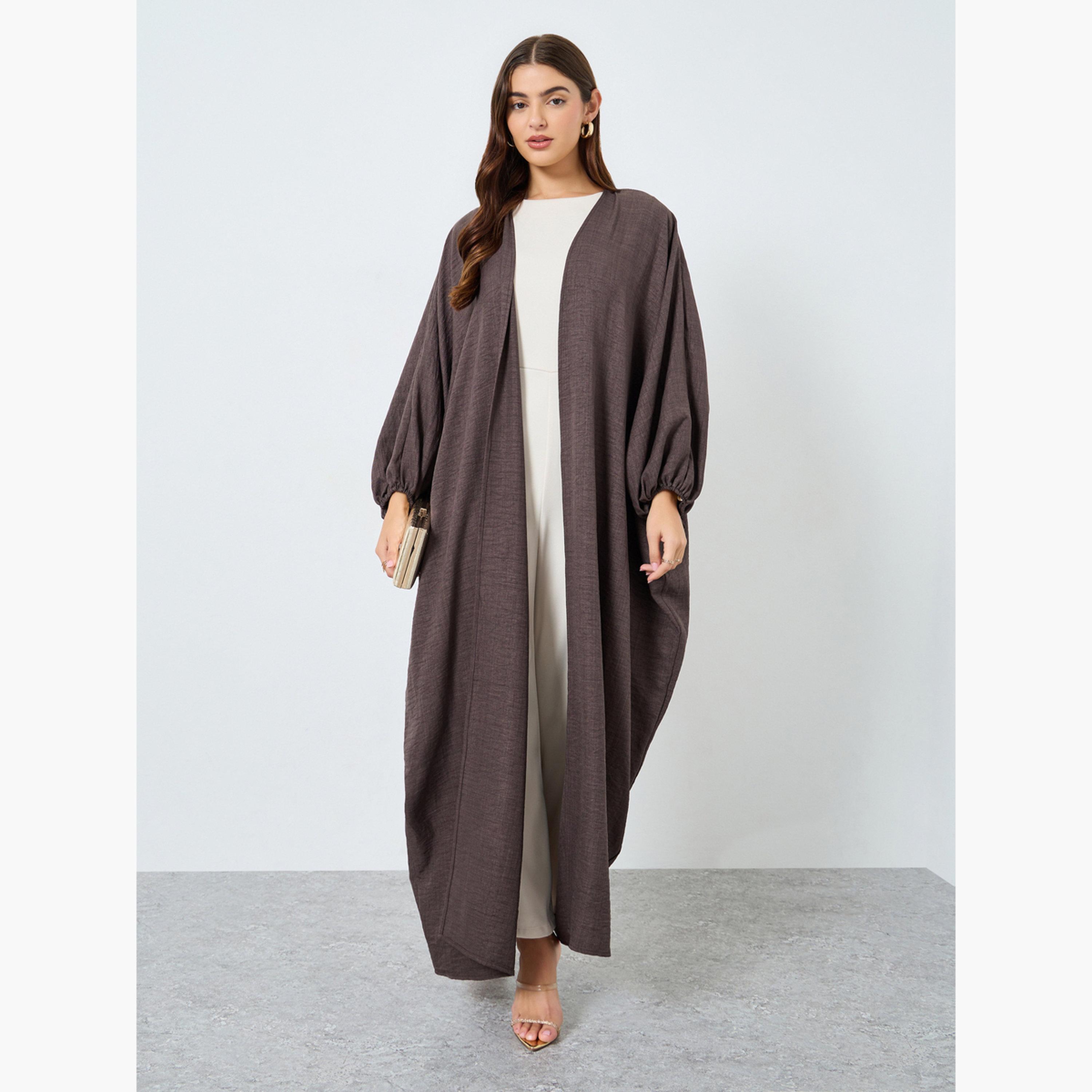 Take Two Textured Open Abaya Sleeve Abaya-women-arabicclothing-abayas-image-1