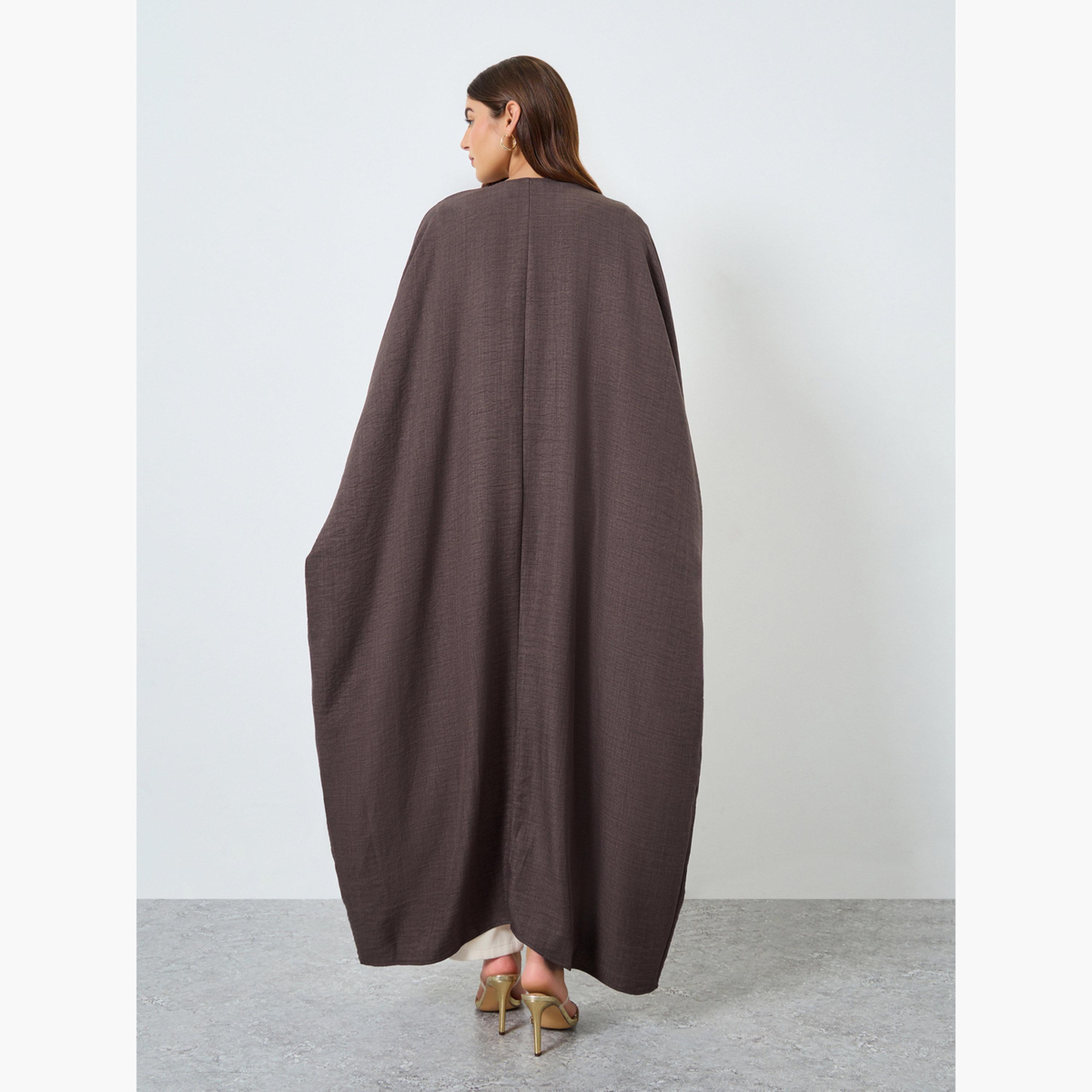 Take Two Textured Open Abaya Sleeve Abaya-women-arabicclothing-abayas-image-3
