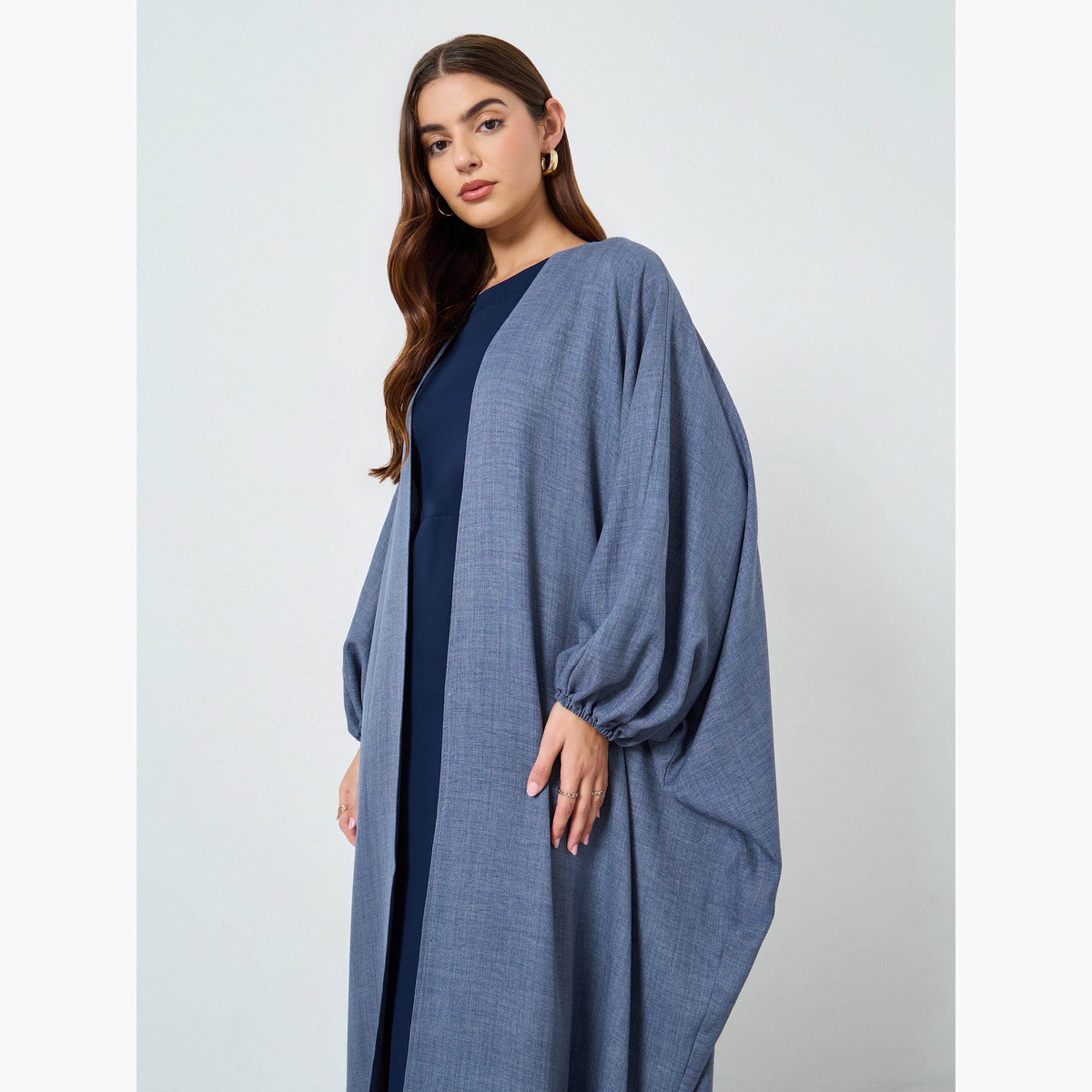 Take Two Textured Open Abaya Sleeve Abaya-women-arabicclothing-abayas-image-2