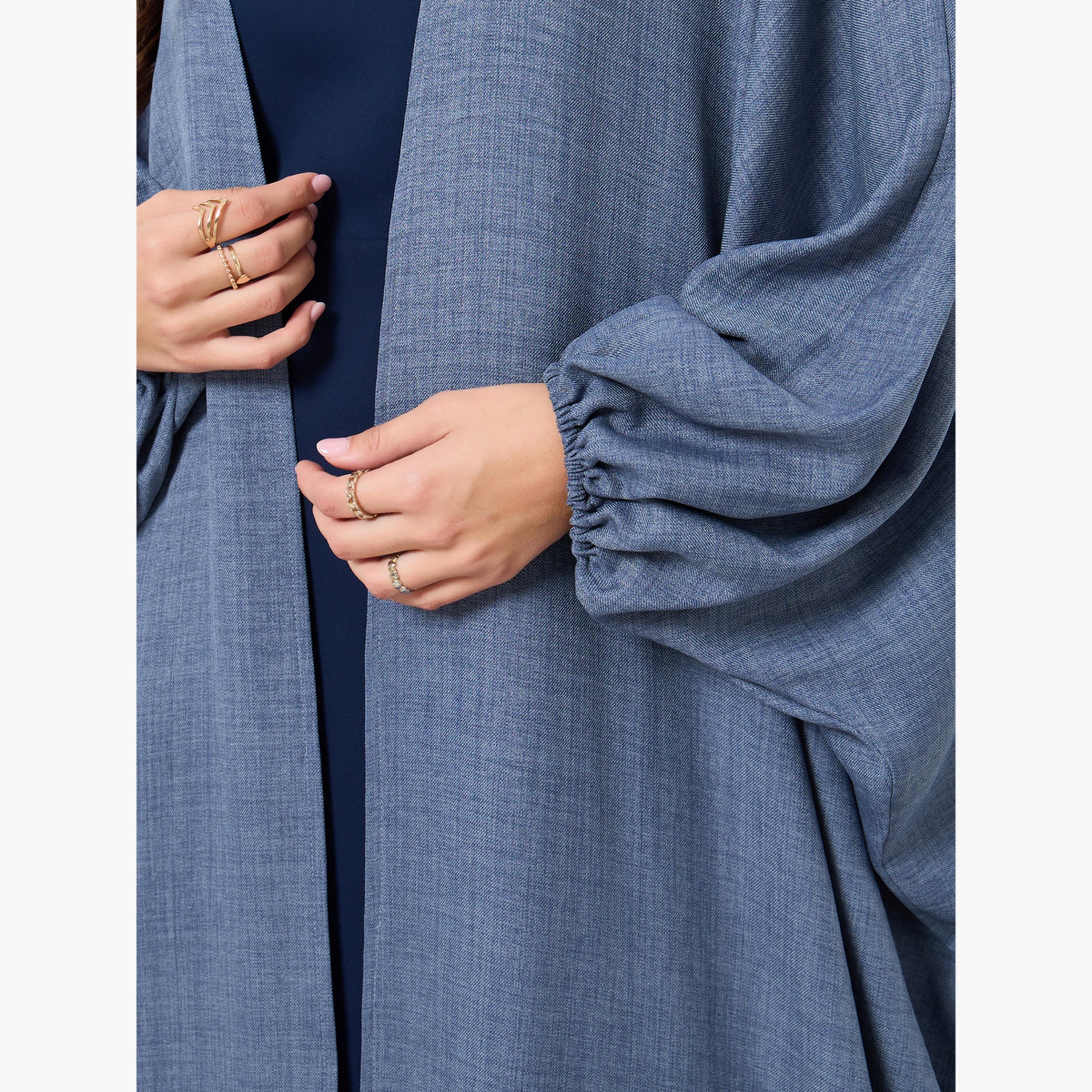 Take Two Textured Open Abaya Sleeve Abaya-women-arabicclothing-abayas-image-4