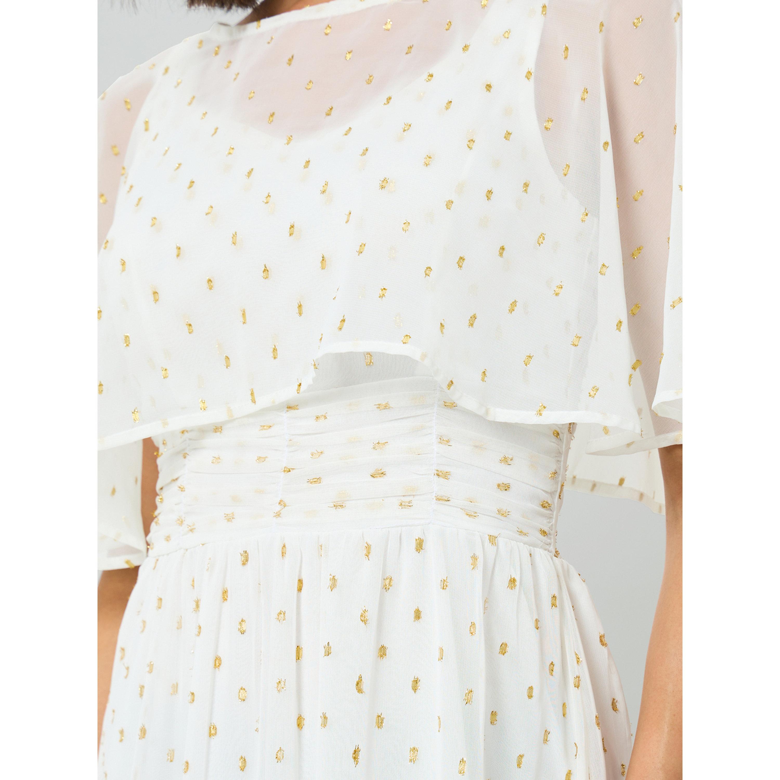 فستان طويل بتفاصيل لوريكس فويل وأكمام كيب-women-clothing-dresses-image-5