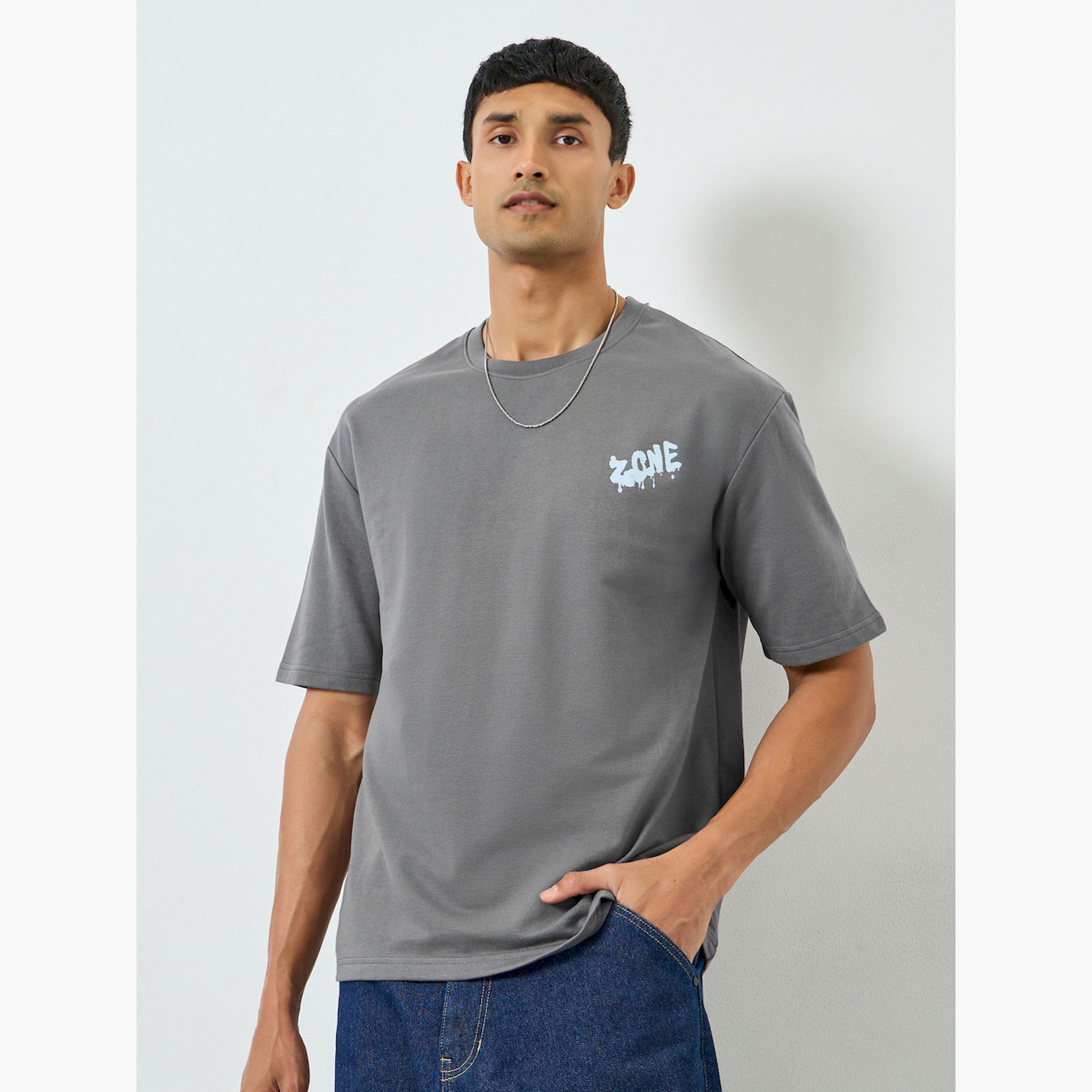 Styli Men Grey Graphic Print Oversized T-Shirt-men-clothing-tshirtsandpolos-tshirts-image-1