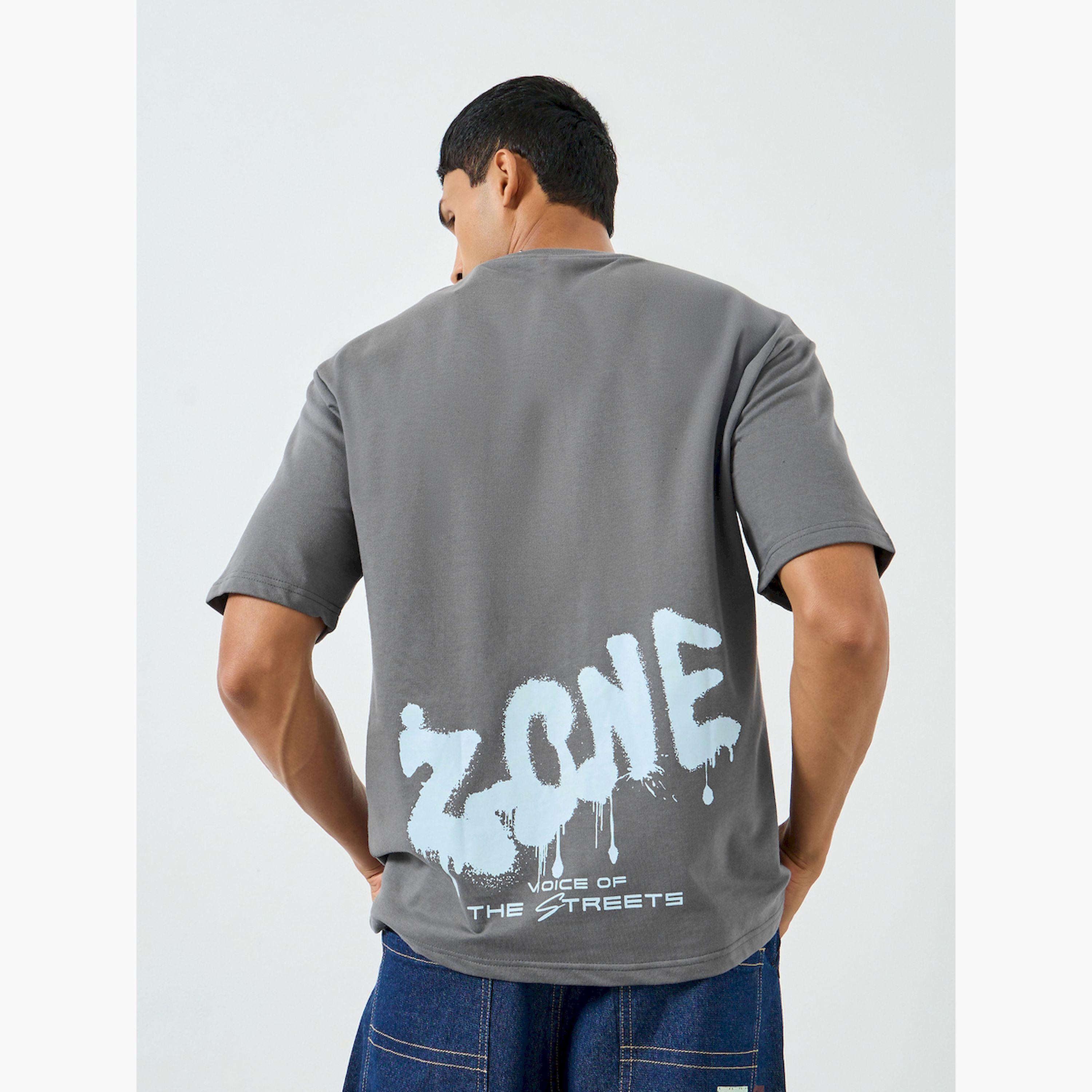 Styli Men Grey Graphic Print Oversized T-Shirt-men-clothing-tshirtsandpolos-tshirts-image-3