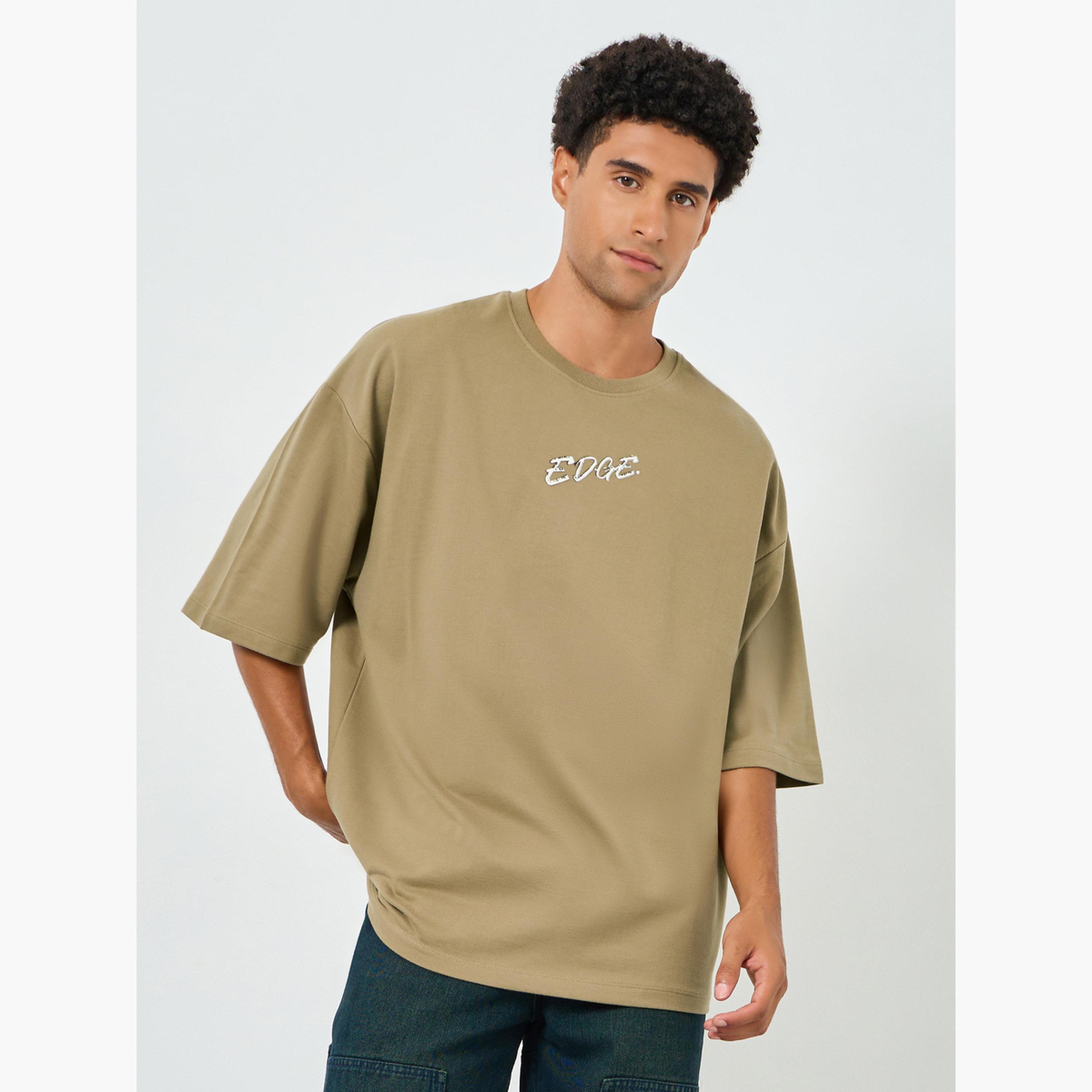 Styli Men Khaki Graphic Print Boxy Fit T-Shirt-men-clothing-tshirtsandpolos-tshirts-image-1