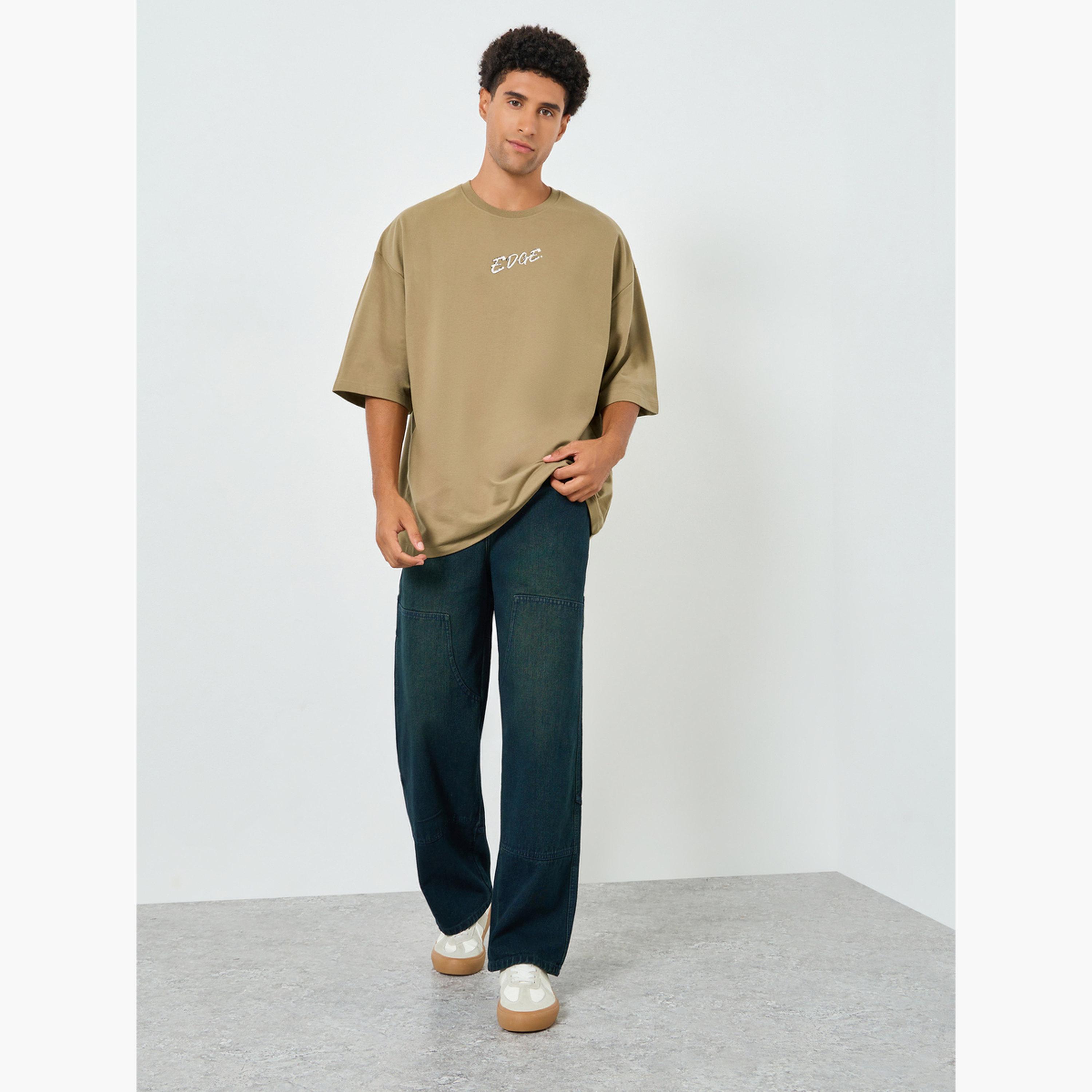 Styli Men Khaki Graphic Print Boxy Fit T-Shirt-men-clothing-tshirtsandpolos-tshirts-image-2