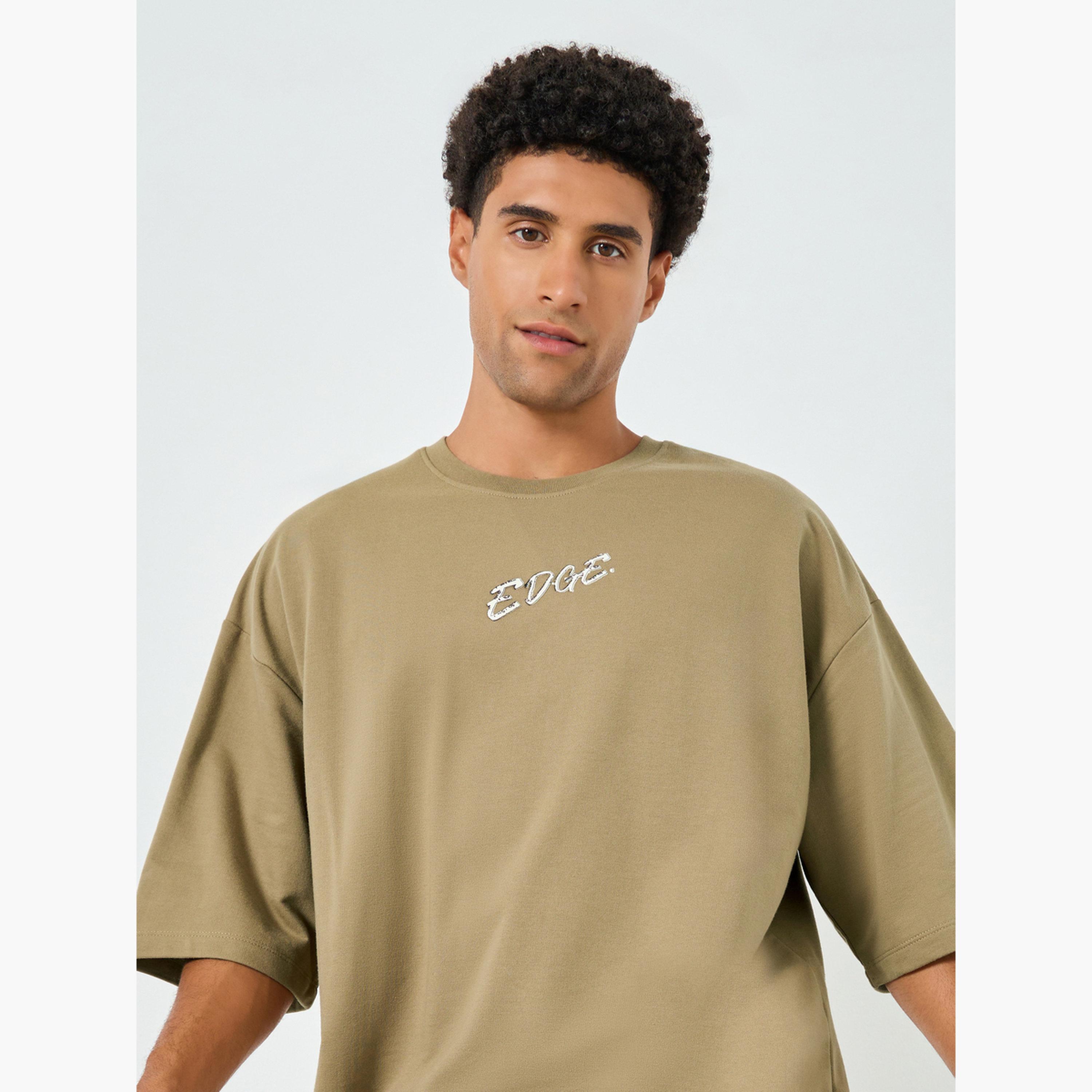 Styli Men Khaki Graphic Print Boxy Fit T-Shirt-men-clothing-tshirtsandpolos-tshirts-image-3