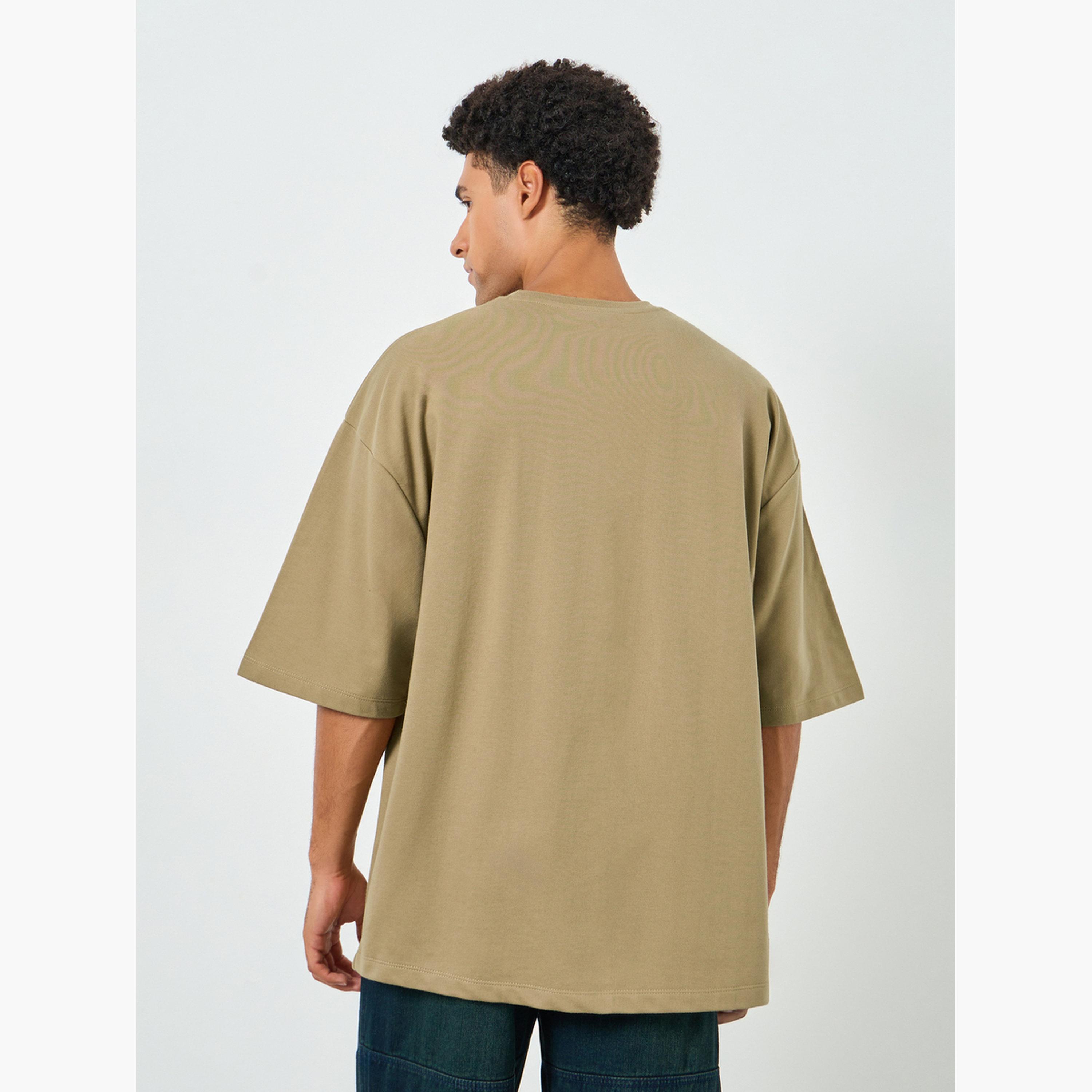 Styli Men Khaki Graphic Print Boxy Fit T-Shirt-men-clothing-tshirtsandpolos-tshirts-image-5